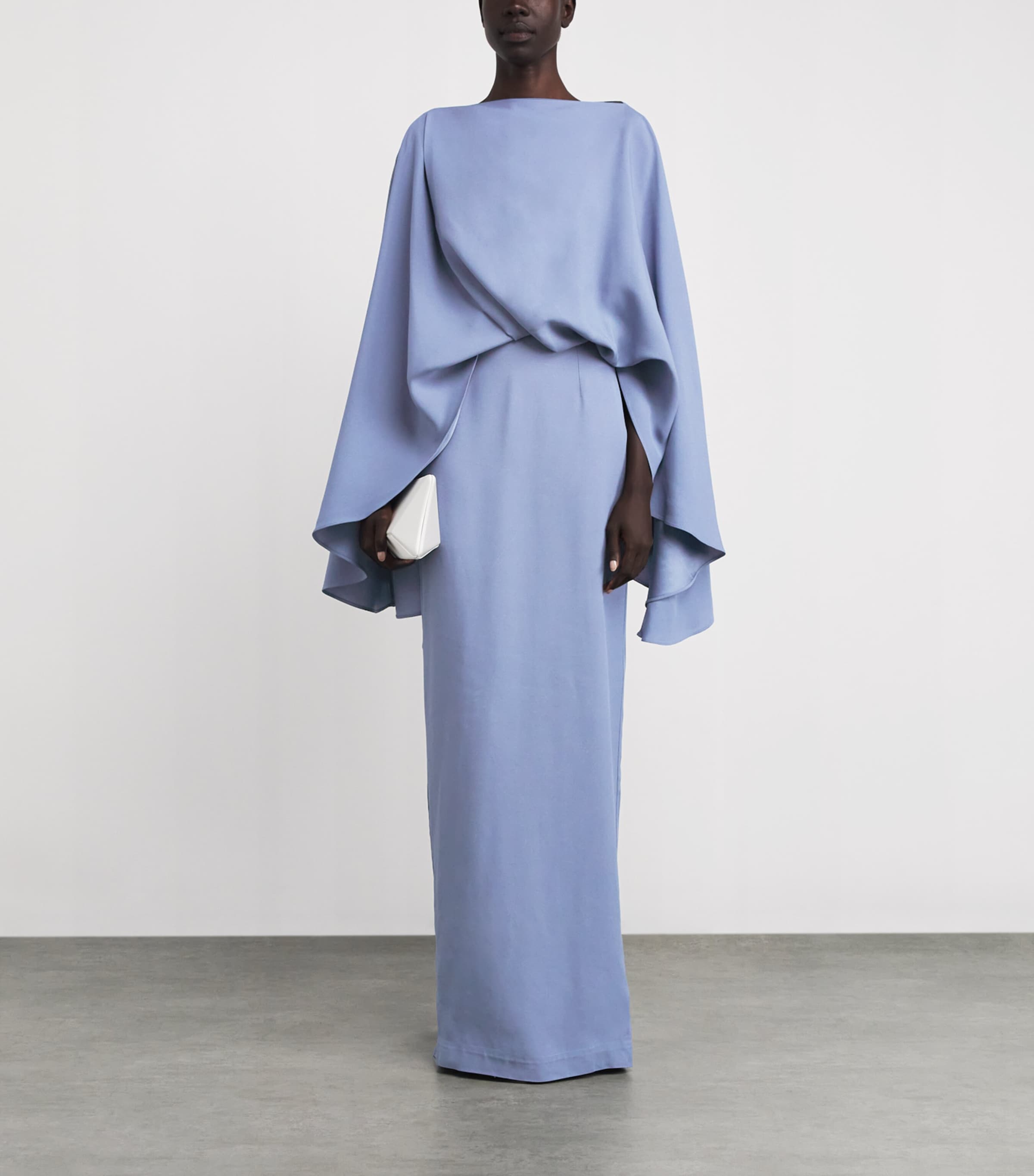 Crepe Cady Draped Eolia Gown SMOKE BLUE Image 2