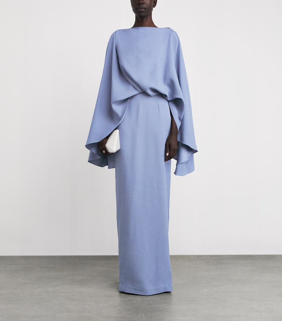 Crepe Cady Draped Eolia Gown SMOKE BLUE Image 2