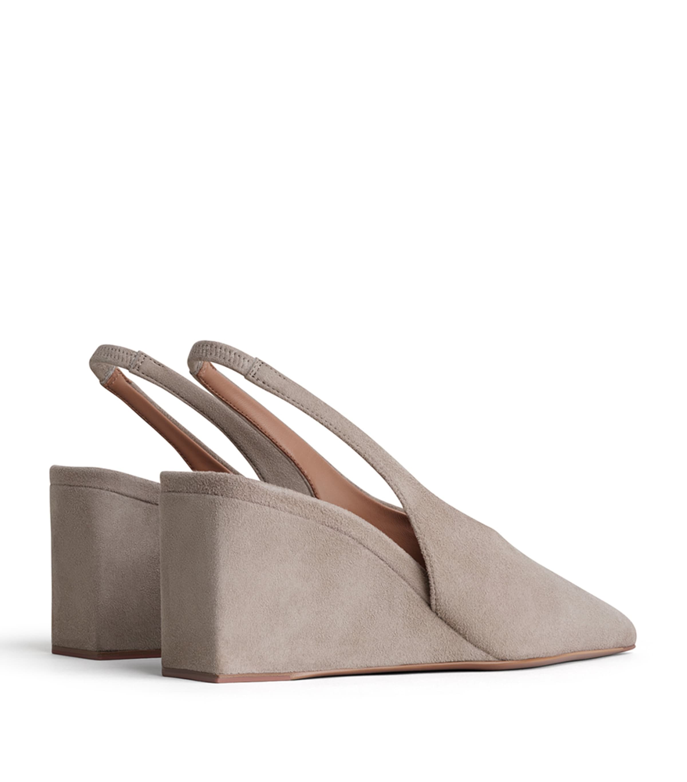 Alaïa Suede Cube Slingback Wedges 75 Mist Image 3