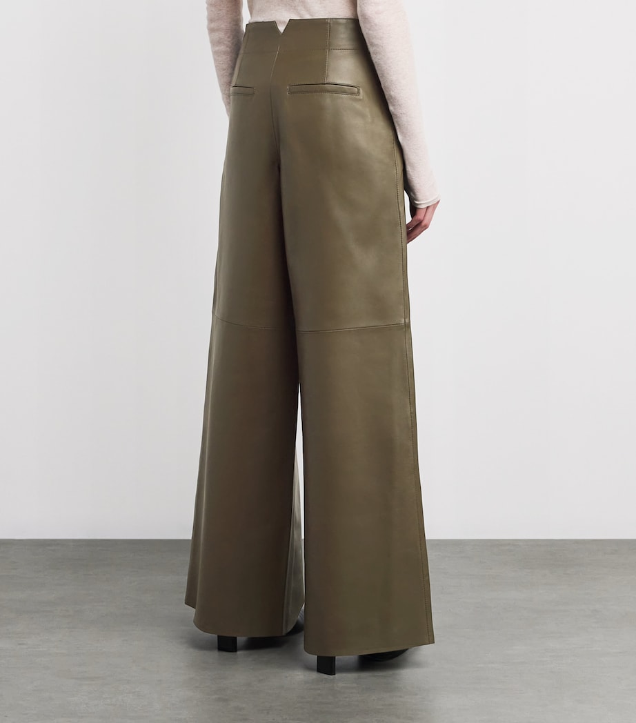 Lambskin Wide-Leg Trousers INTENSE OLIVE Image 4