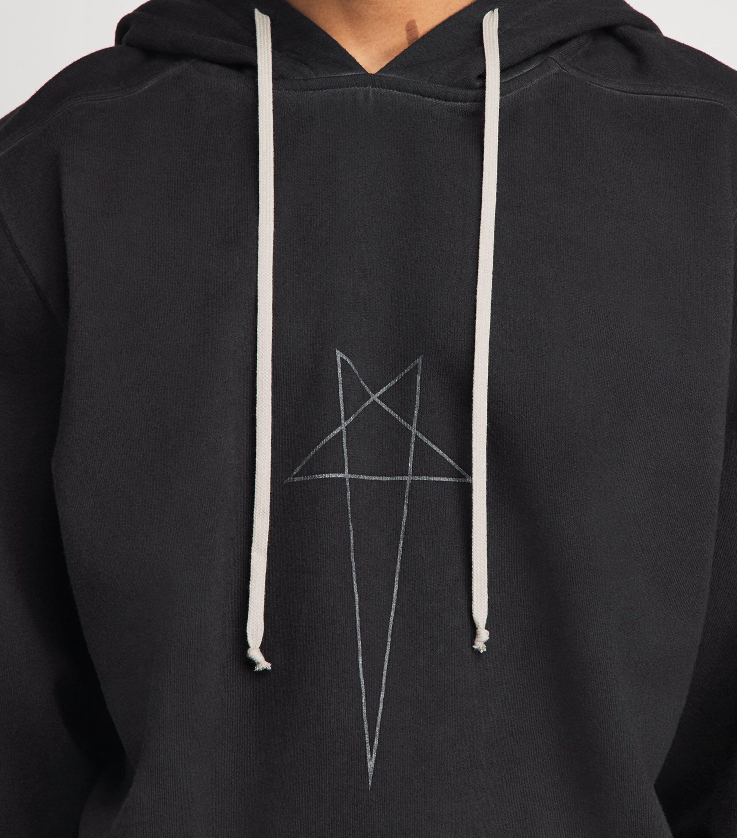 Rick Owens Mens Cotton Pentagram Hoodie Fad Blk/slvr Image 3