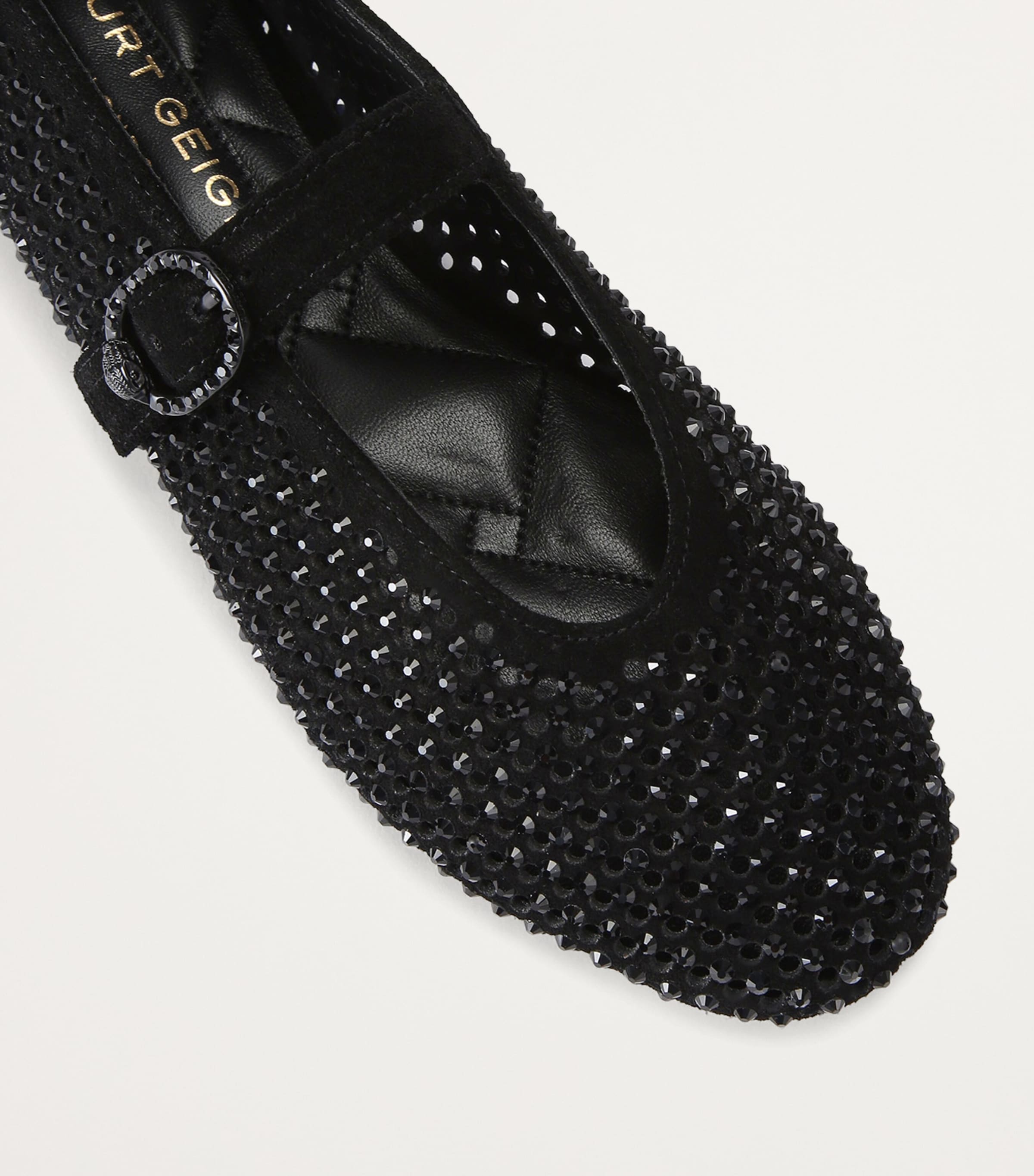 Kurt Geiger London Suede Embellished Mayfair Ballet Flats Black Image 4