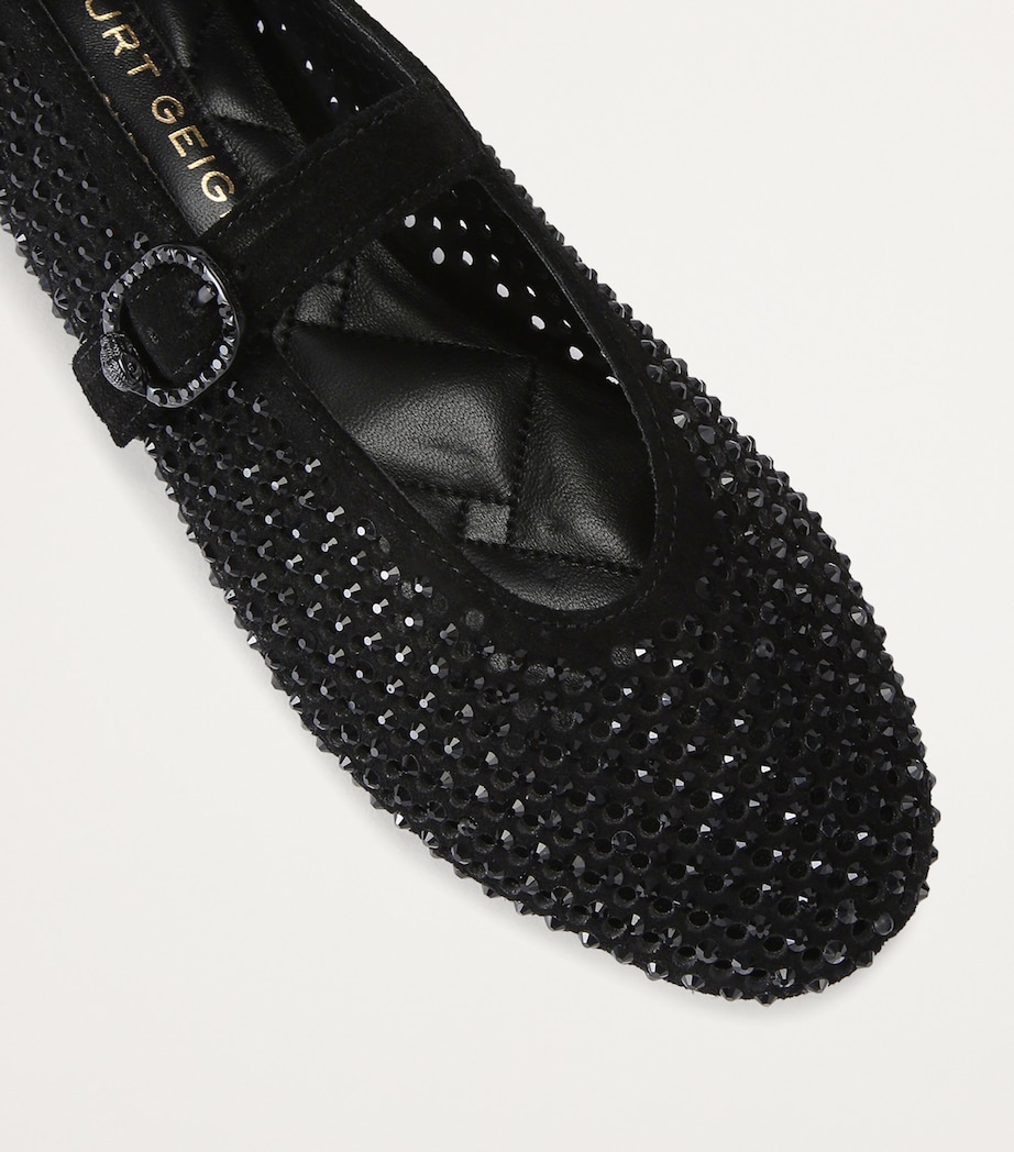 Kurt Geiger London Suede Embellished Mayfair Ballet Flats Black Image 4