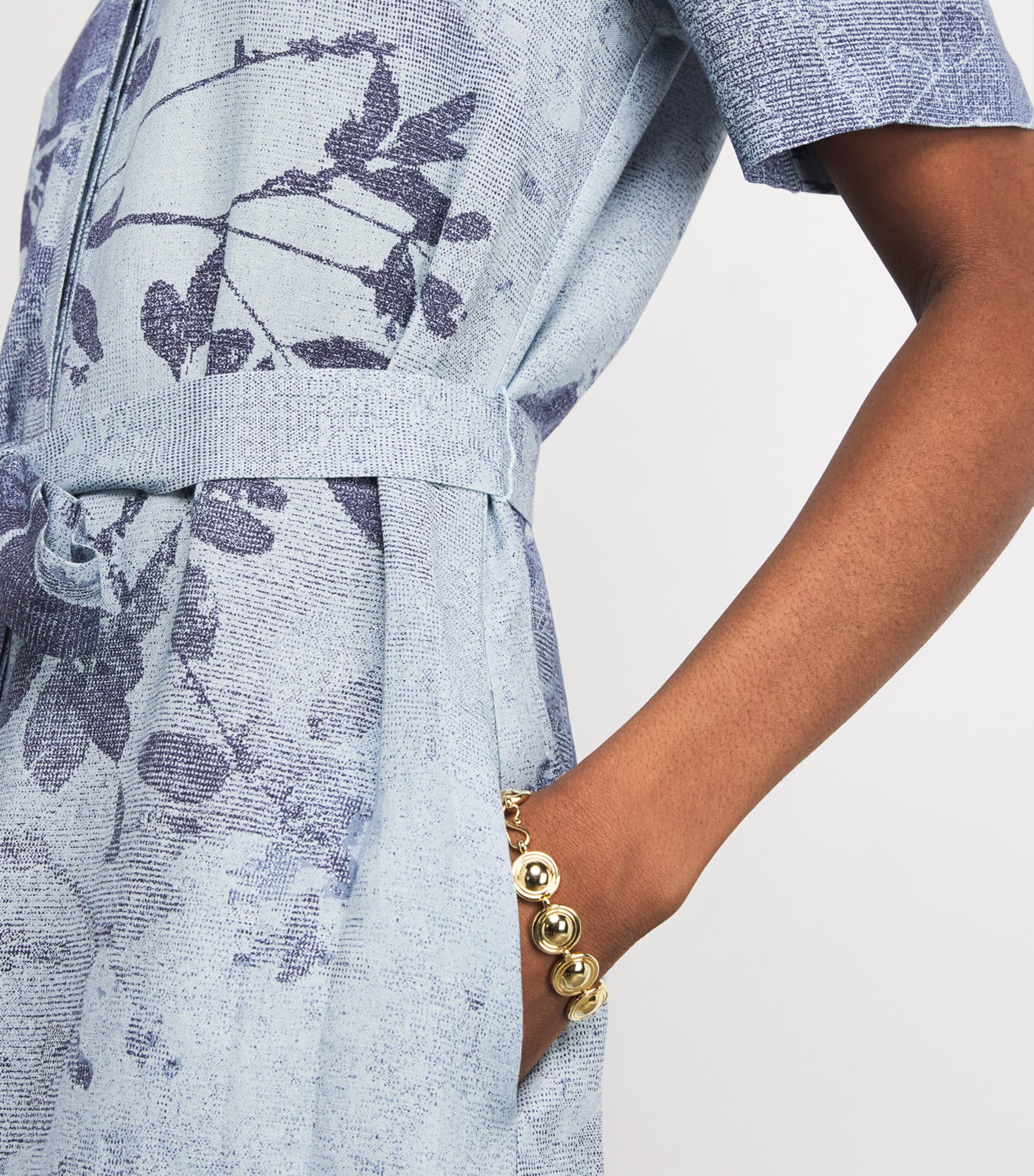 Linen-Blend Printed Audria Midi Dress SKY FLORAL Image 6