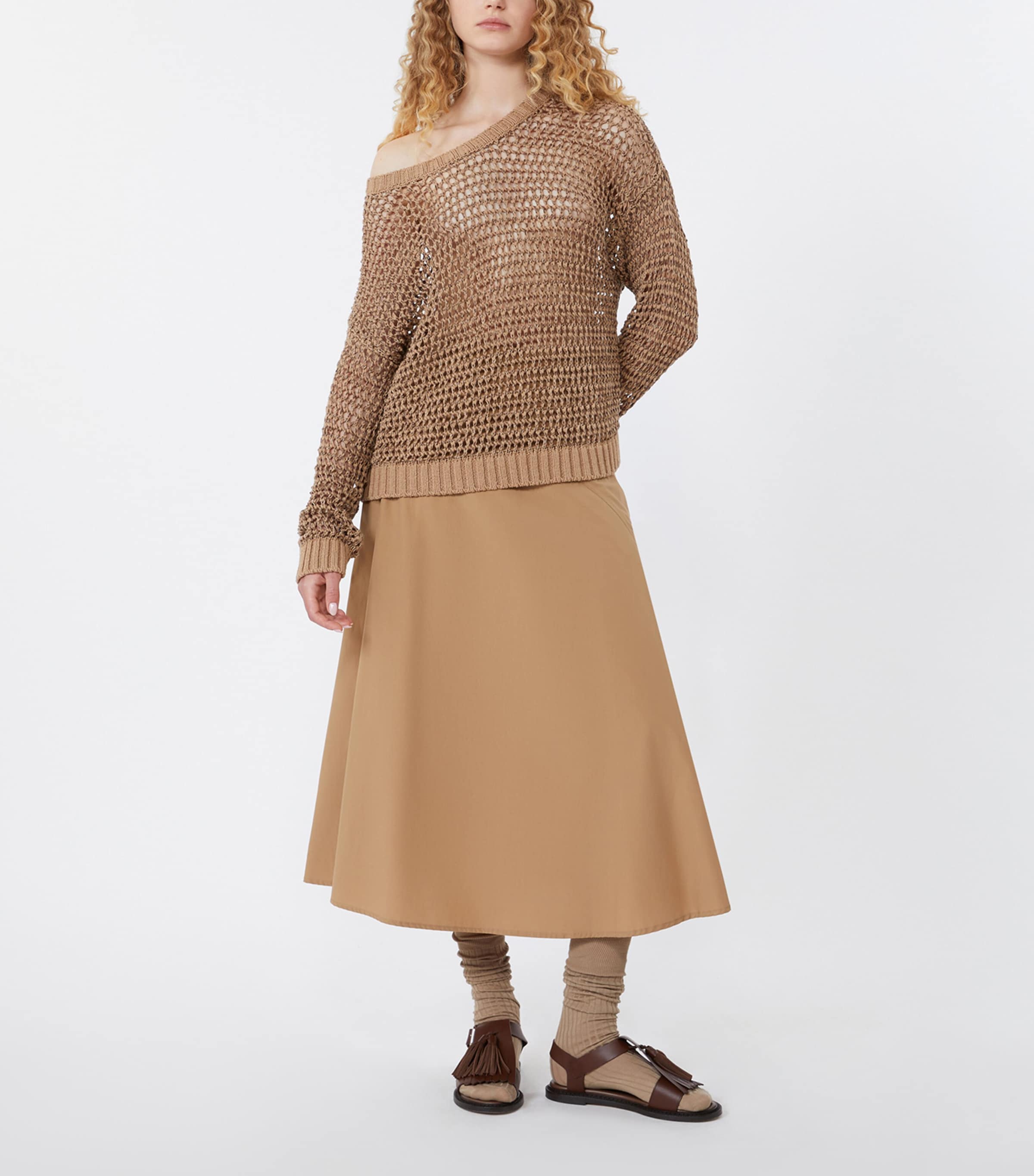 Weekend Max Mara Womens Cotton Midi Skirt Tobacco Image 2