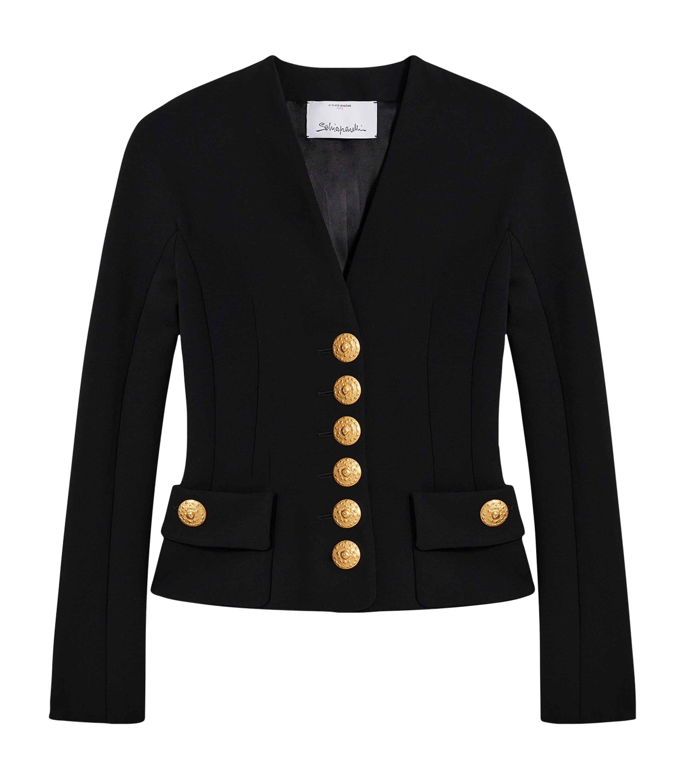Schiaparelli Womens Virgin Wool-Blend Bijoux Jacket Black Image 1