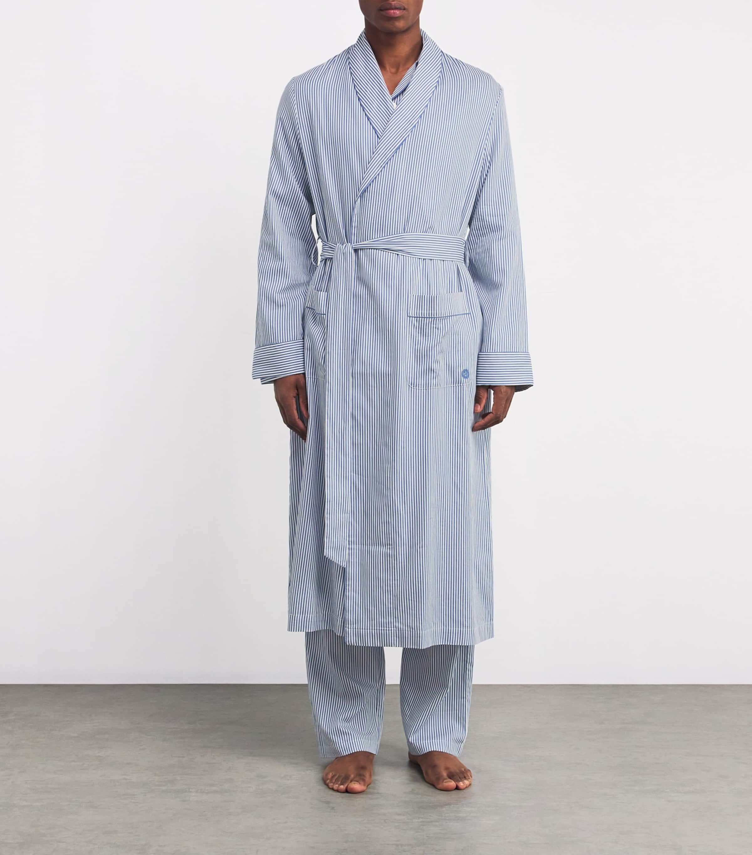 Cotton Striped Robe BLUE Image 2