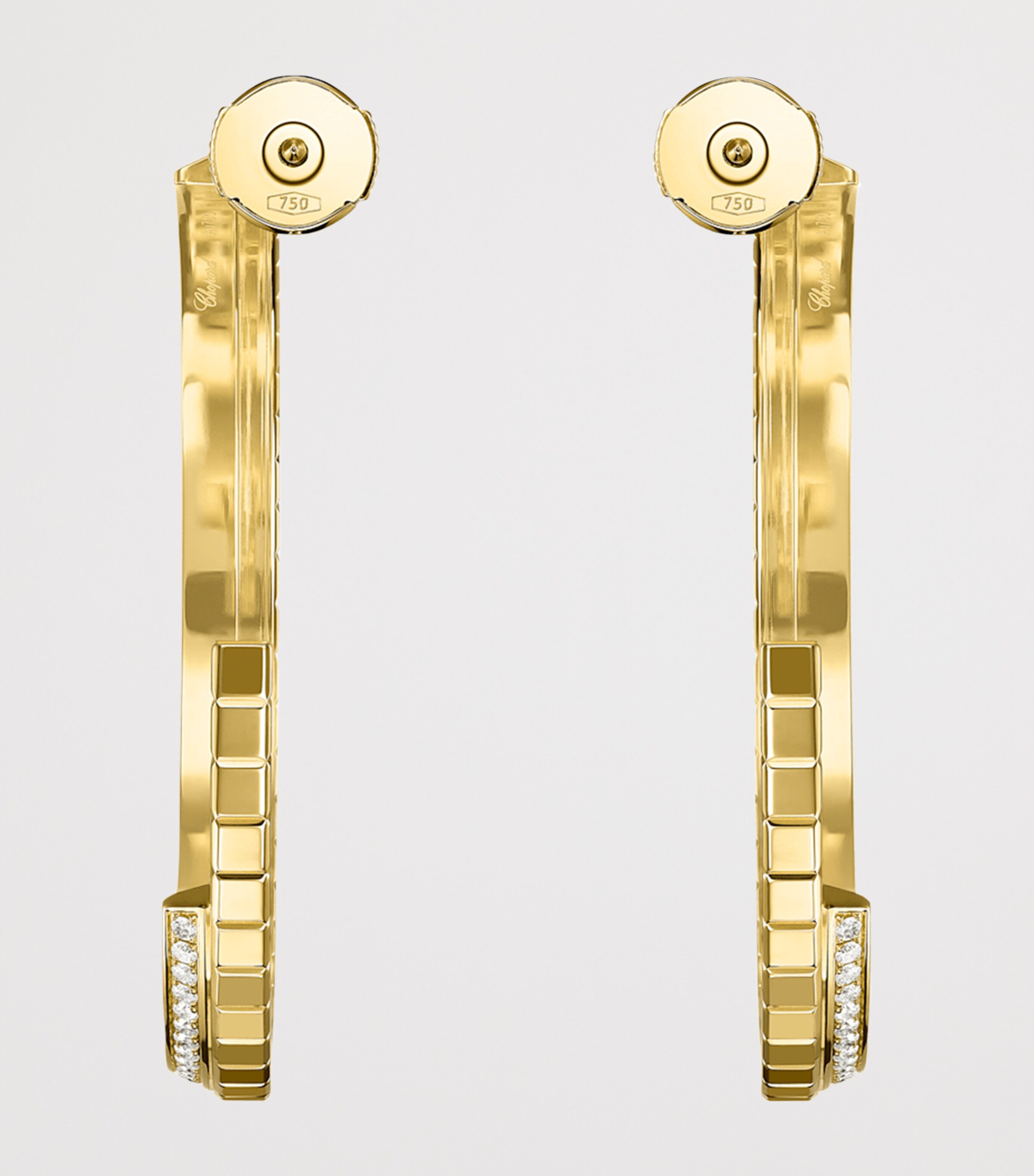 Large Yellow Gold and Diamond Ice Cube Hoop Earrings 18K YELLOW GOLD Image 4