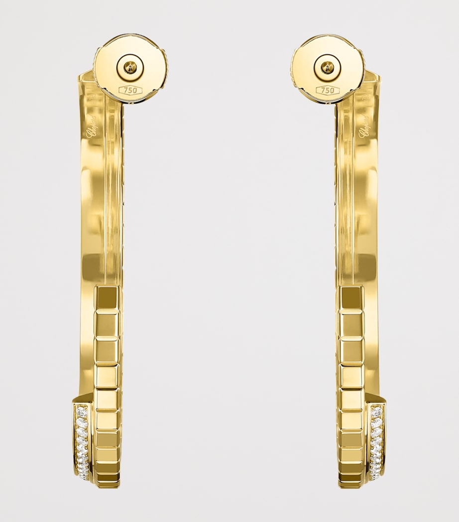 Large Yellow Gold and Diamond Ice Cube Hoop Earrings 18K YELLOW GOLD Image 4