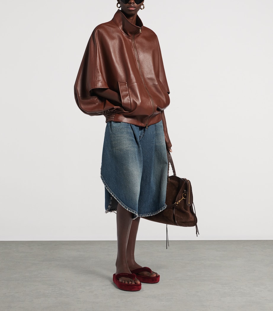 Balenciaga Womens Tulip Denim Shorts Image 2