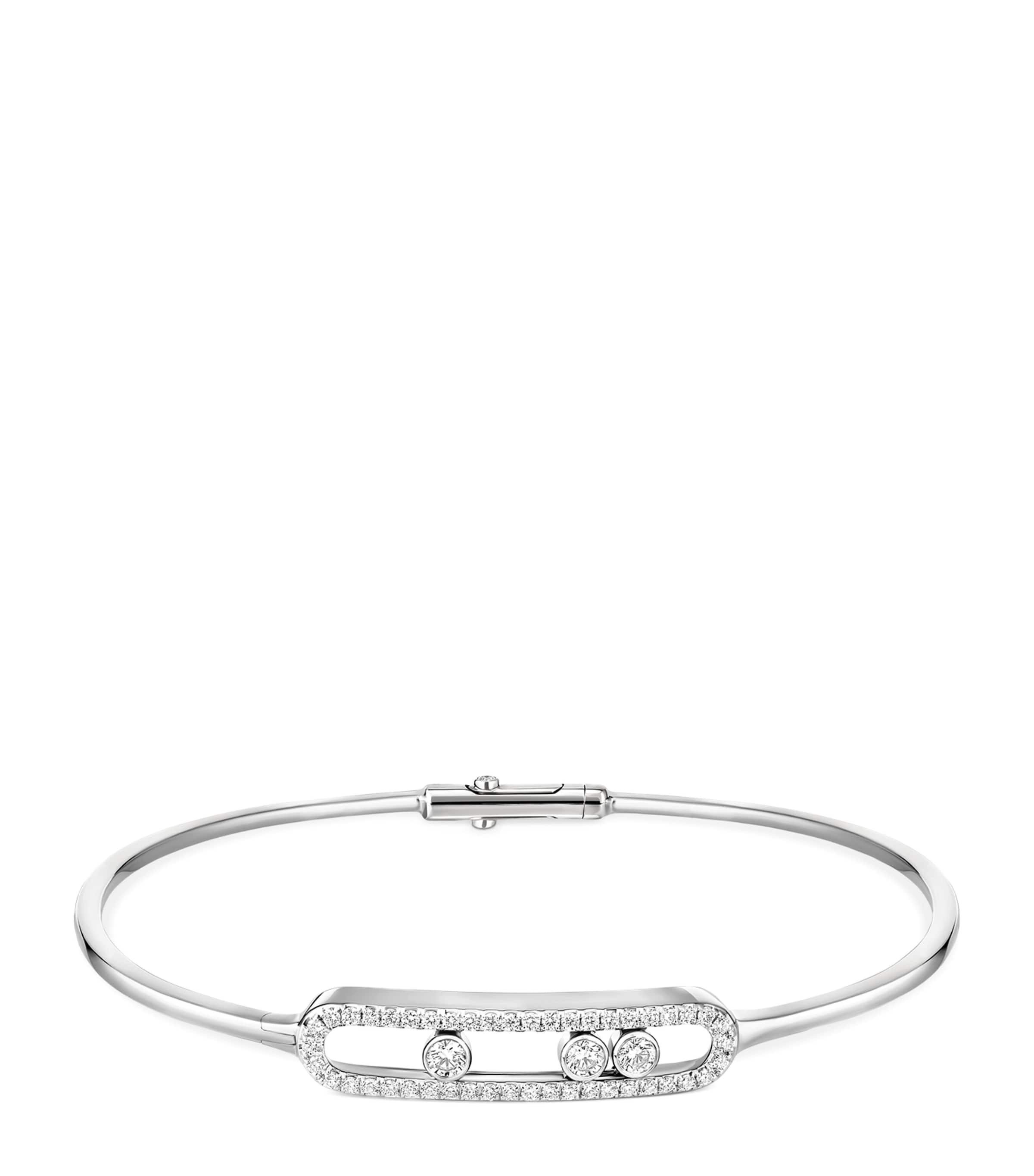 Messika Move Classique White Gold and Diamond Pavé Thin Bangle White Gold Image 1