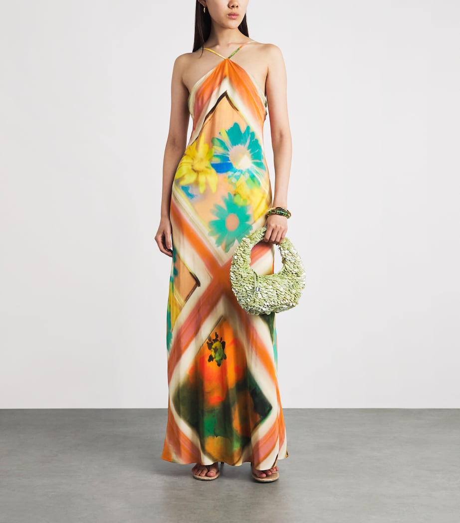 STAUD Womens Halterneck Cubism Maxi Dress Sprblm Scf Sbsr Image 2