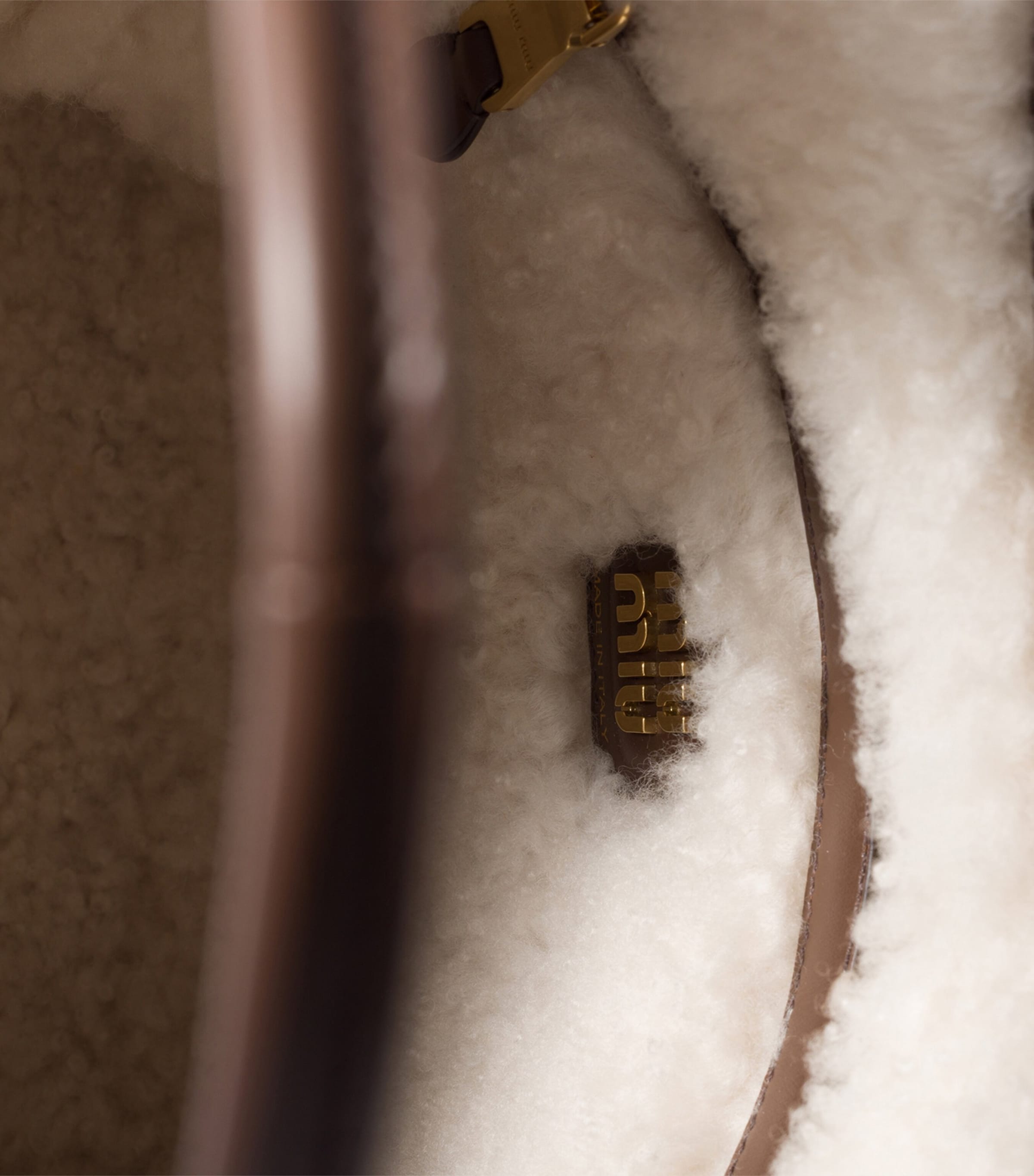 Shearling-Trim Plaid Ivy Tote Bag F0Z0F Image 6