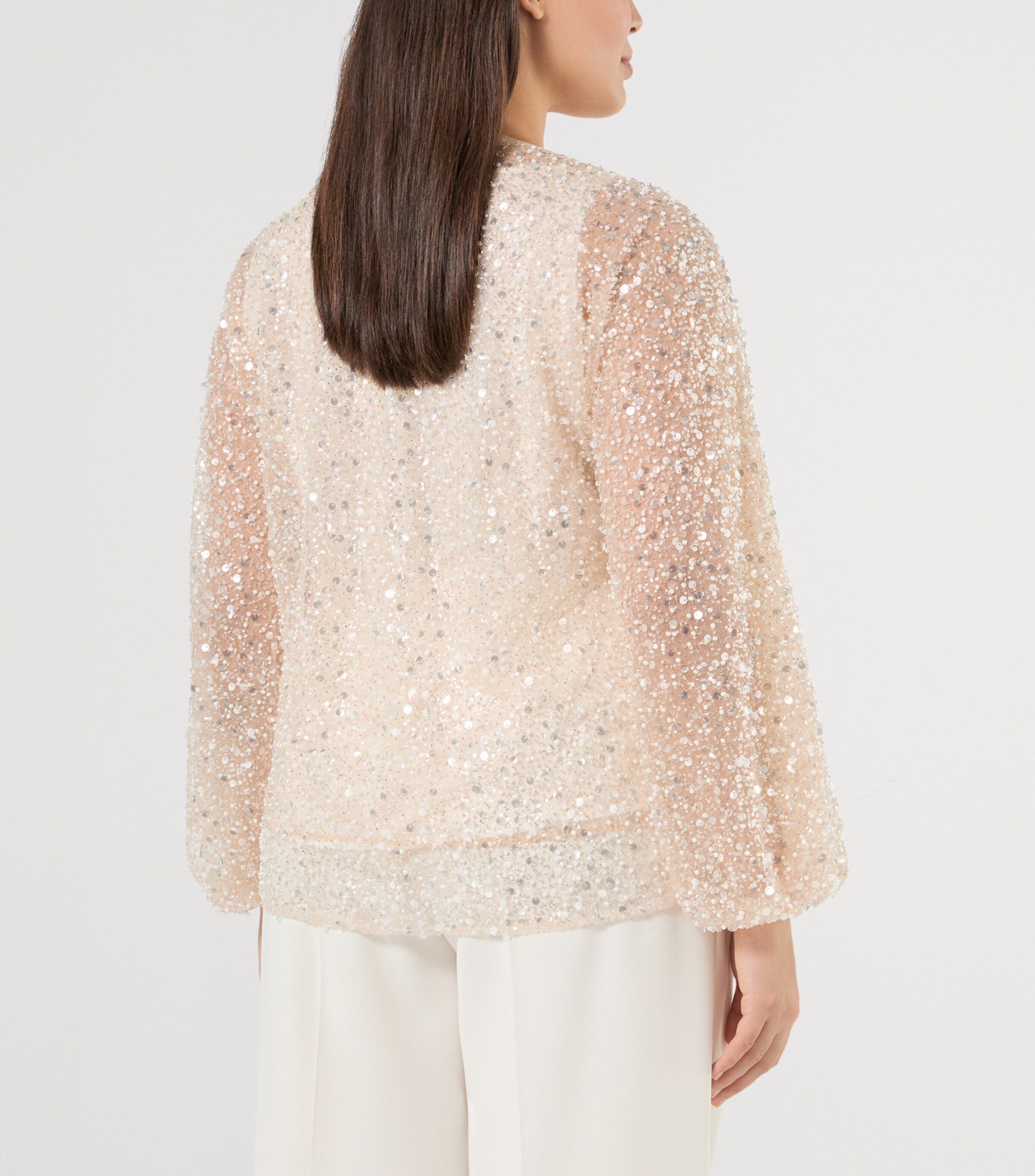 Marina Rinaldi Womens Sequin-Embellished Blouse Ivory Image 4