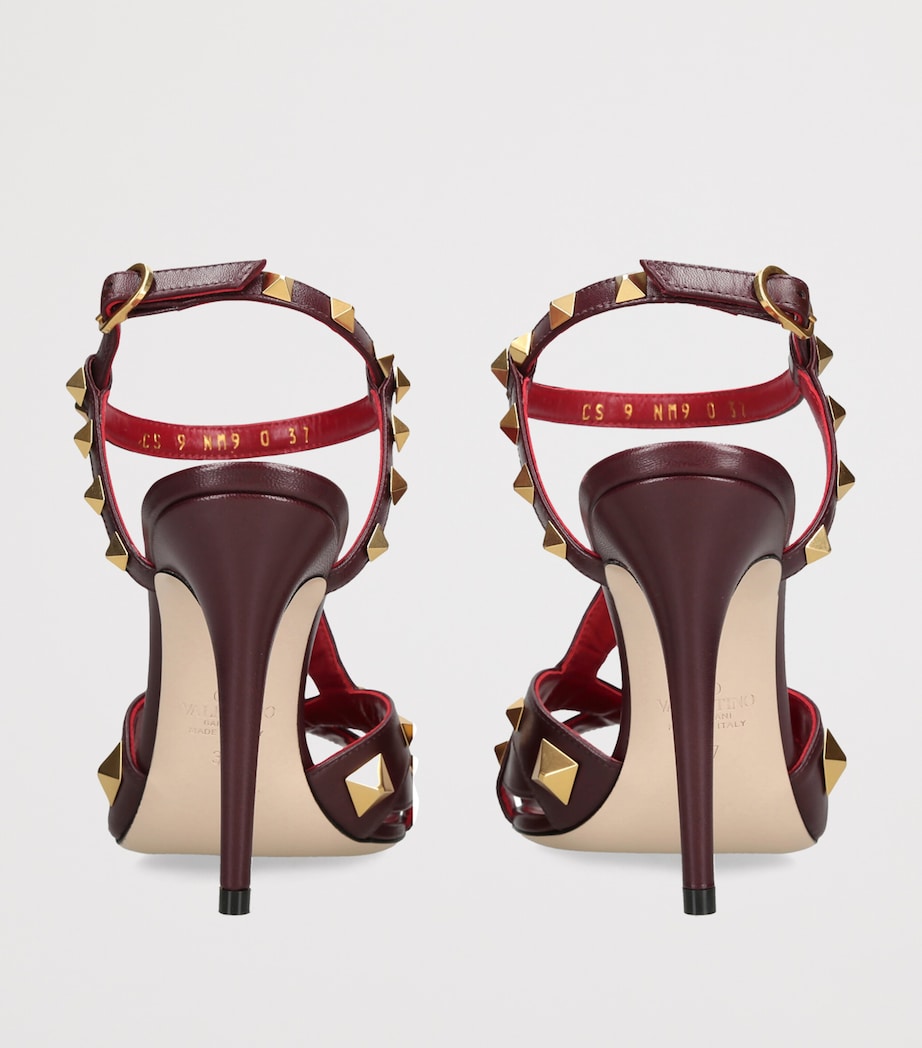 Valentino Garavani Leather Studdy Heeled Sandals 100 Dark Brown Image 4