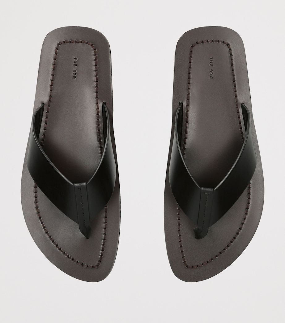 The Row Dan Leather Flip Flops Black Image 4