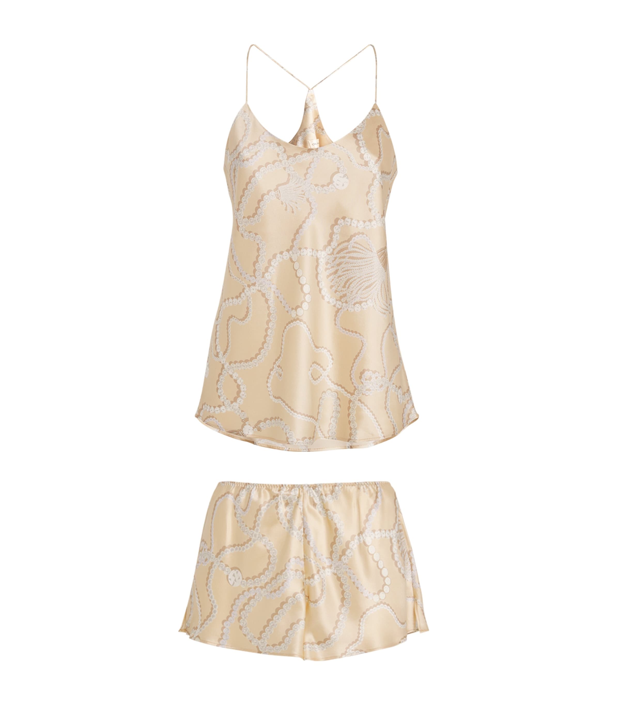 Olivia Von Halle Silk Pearl Print Bella Pyjama Set In Pink