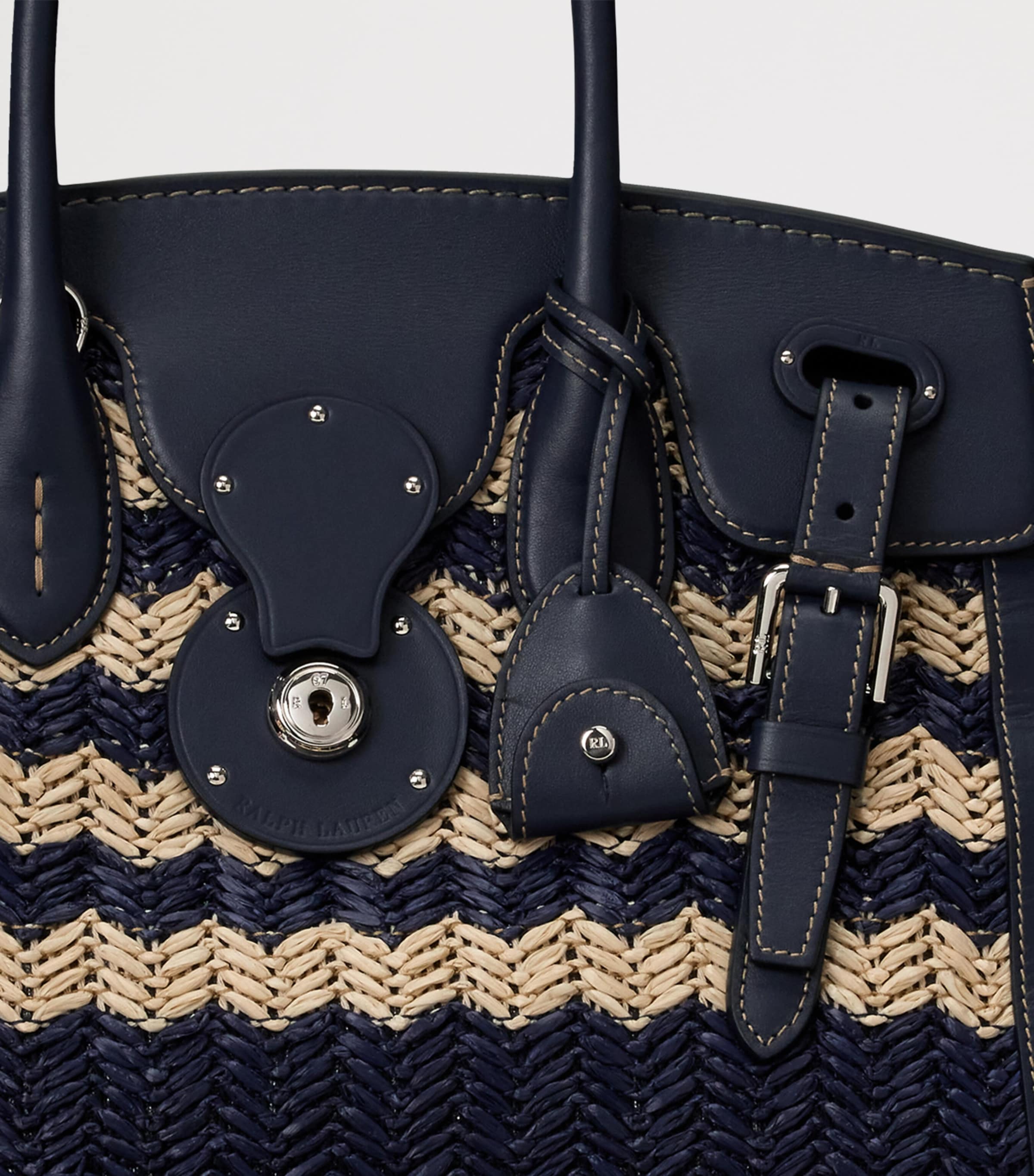 Straw Soft Ricky 33 Top-Handle Bag NAVY/NATURAL Image 4