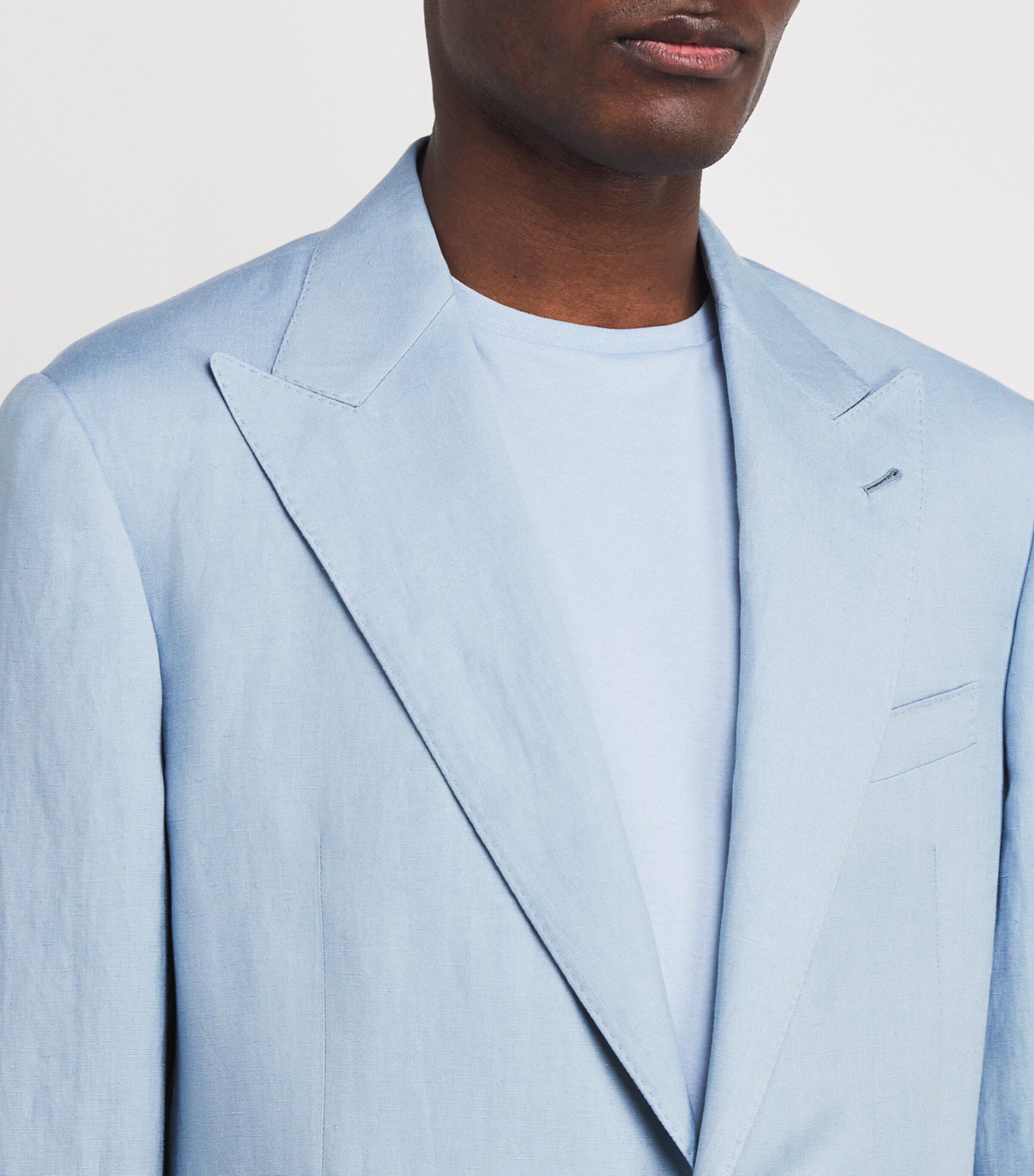 Ralph Lauren Purple Label Mens Silk-Linen Kent Blazer Chambray Blue Image 6