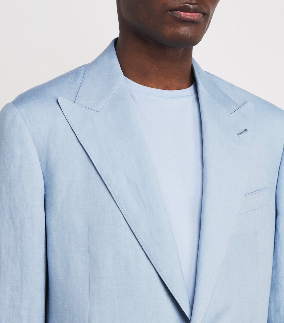Ralph Lauren Purple Label Mens Silk-Linen Kent Blazer Chambray Blue Image 6