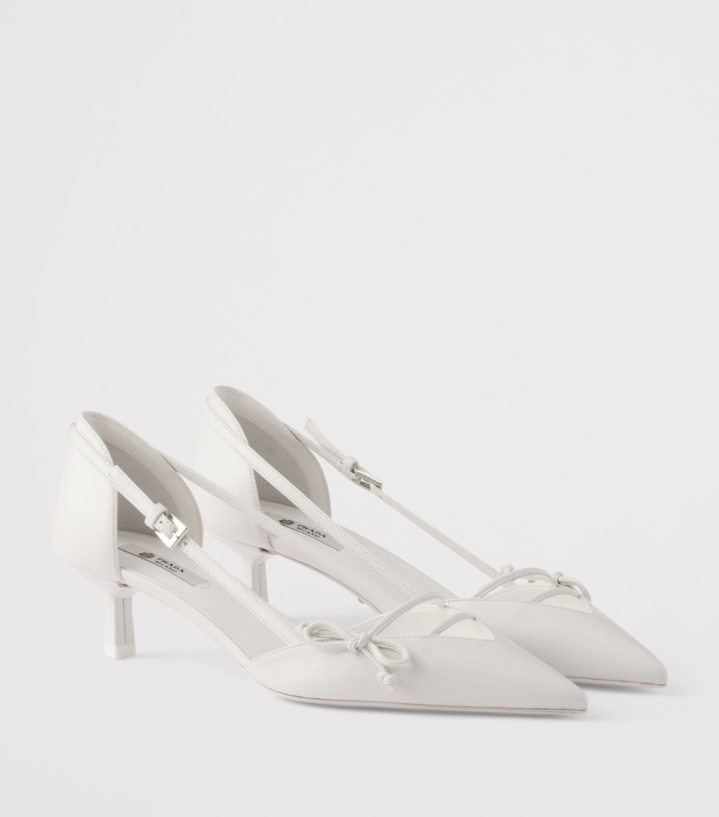 Prada Leather Open-Side Pumps 45 White Image 2