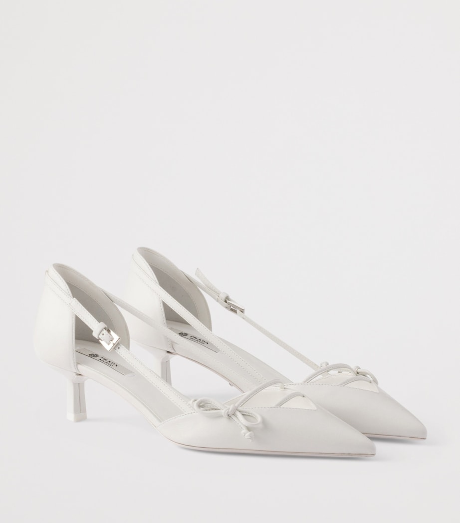 Prada Leather Open-Side Pumps 45 White Image 2