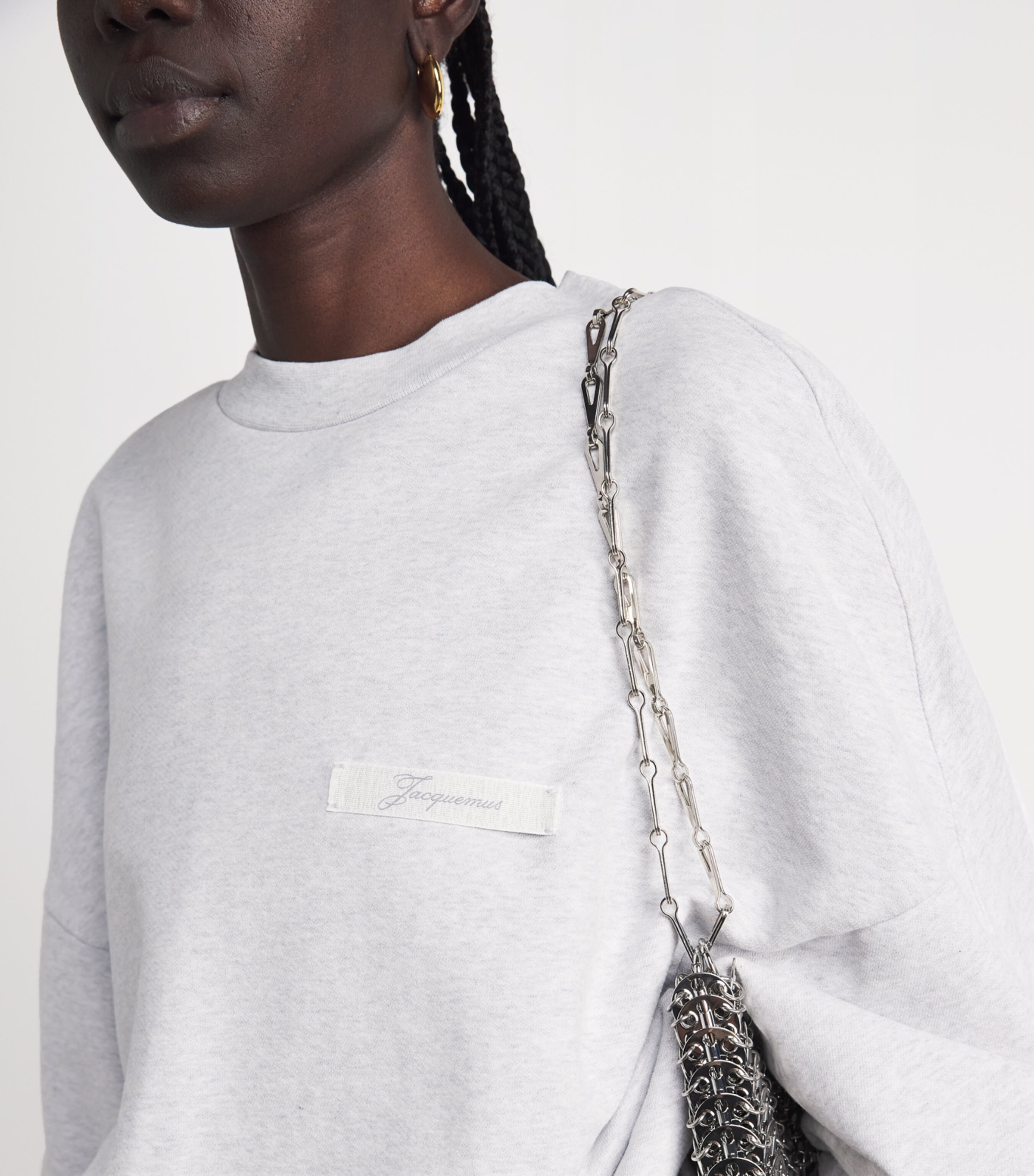 Jacquemus Womens Cotton Logo Sweatshirt Grey Image 3