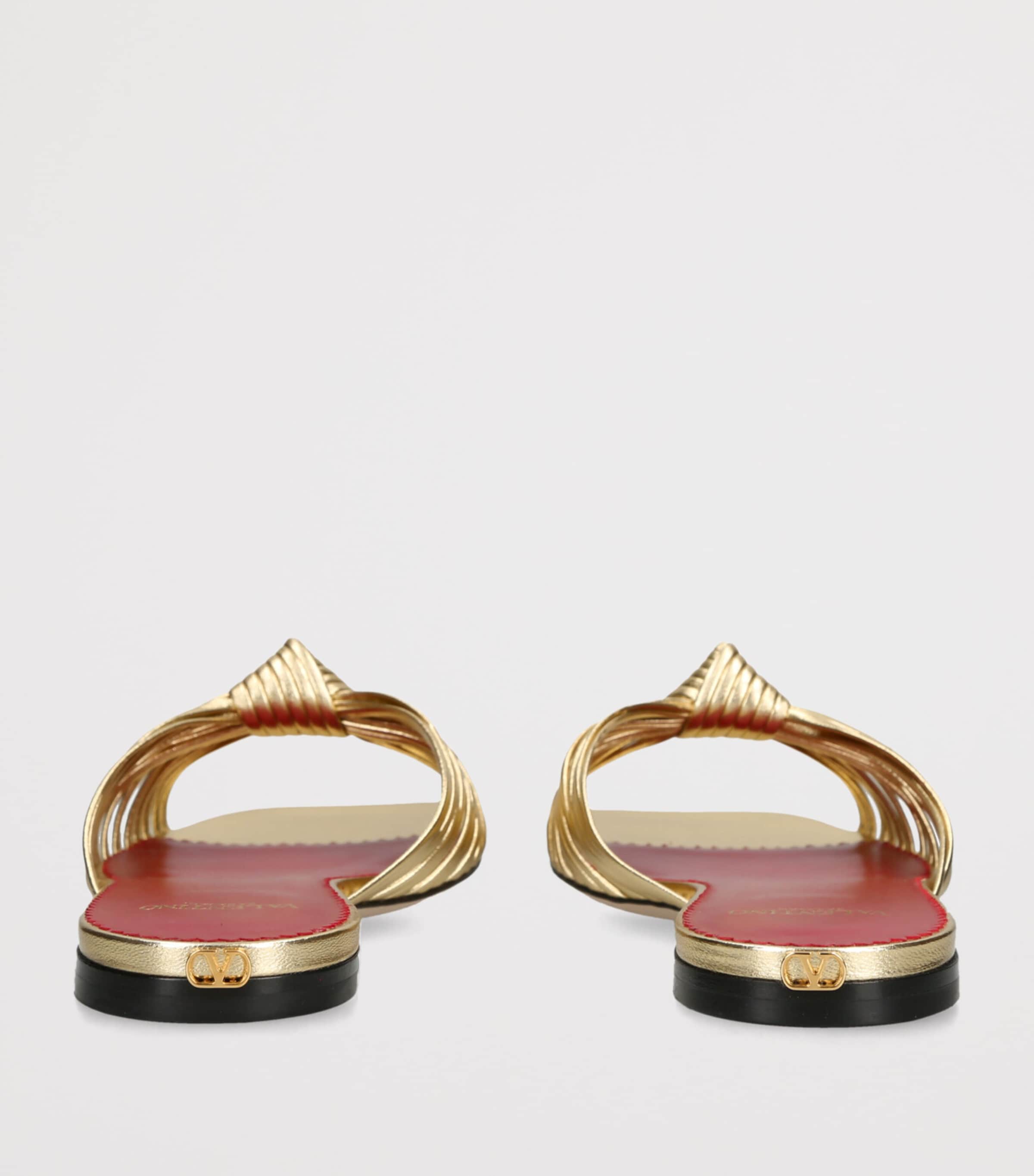Valentino Garavani Leather Annet Slides Gold Image 2
