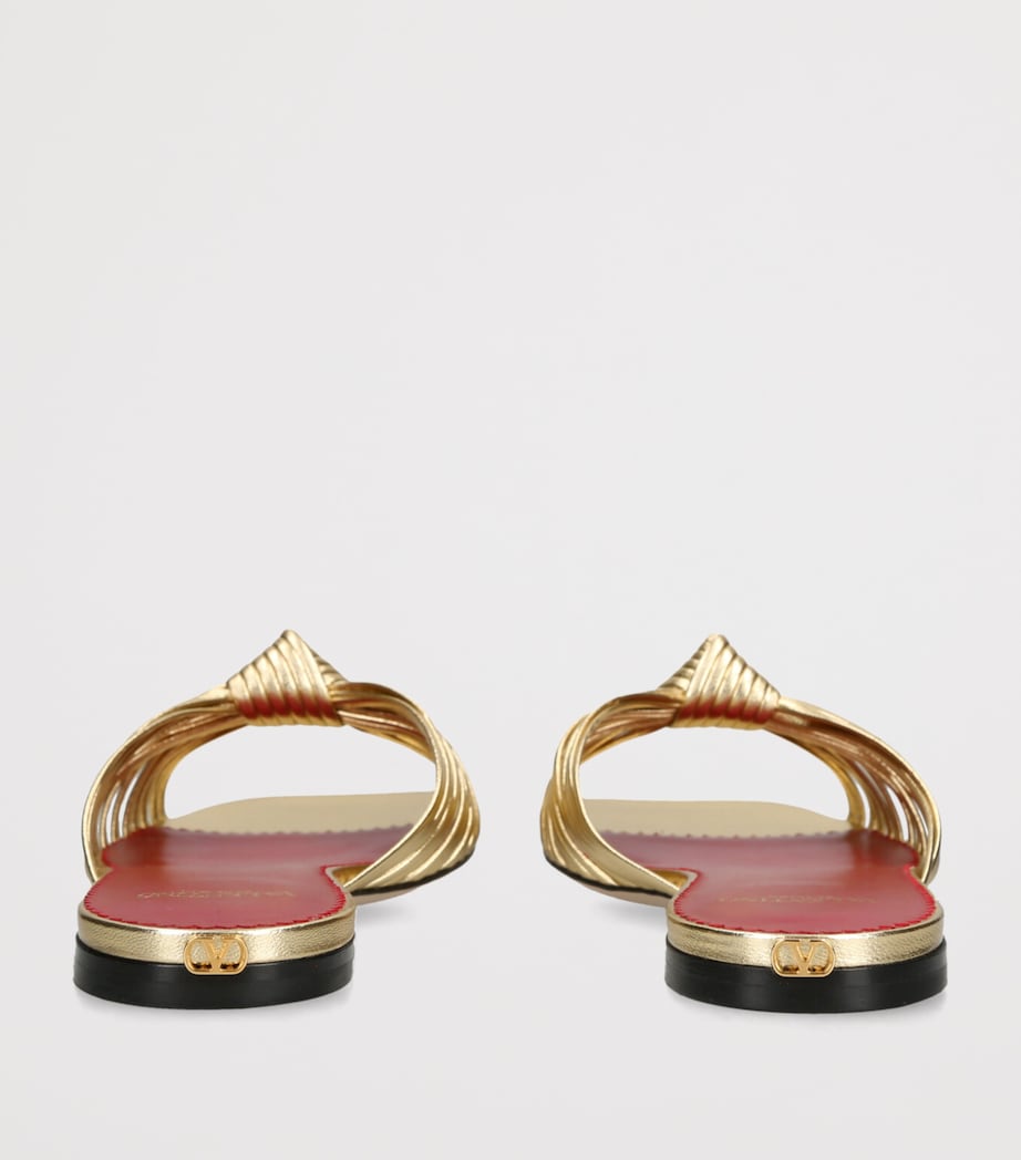 Valentino Garavani Leather Annet Slides Gold Image 2