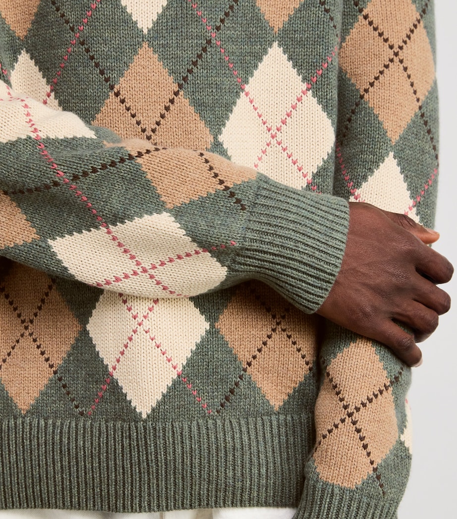 Polo Ralph Lauren Mens Cotton-Wool Argyle Sweater Green Image 6
