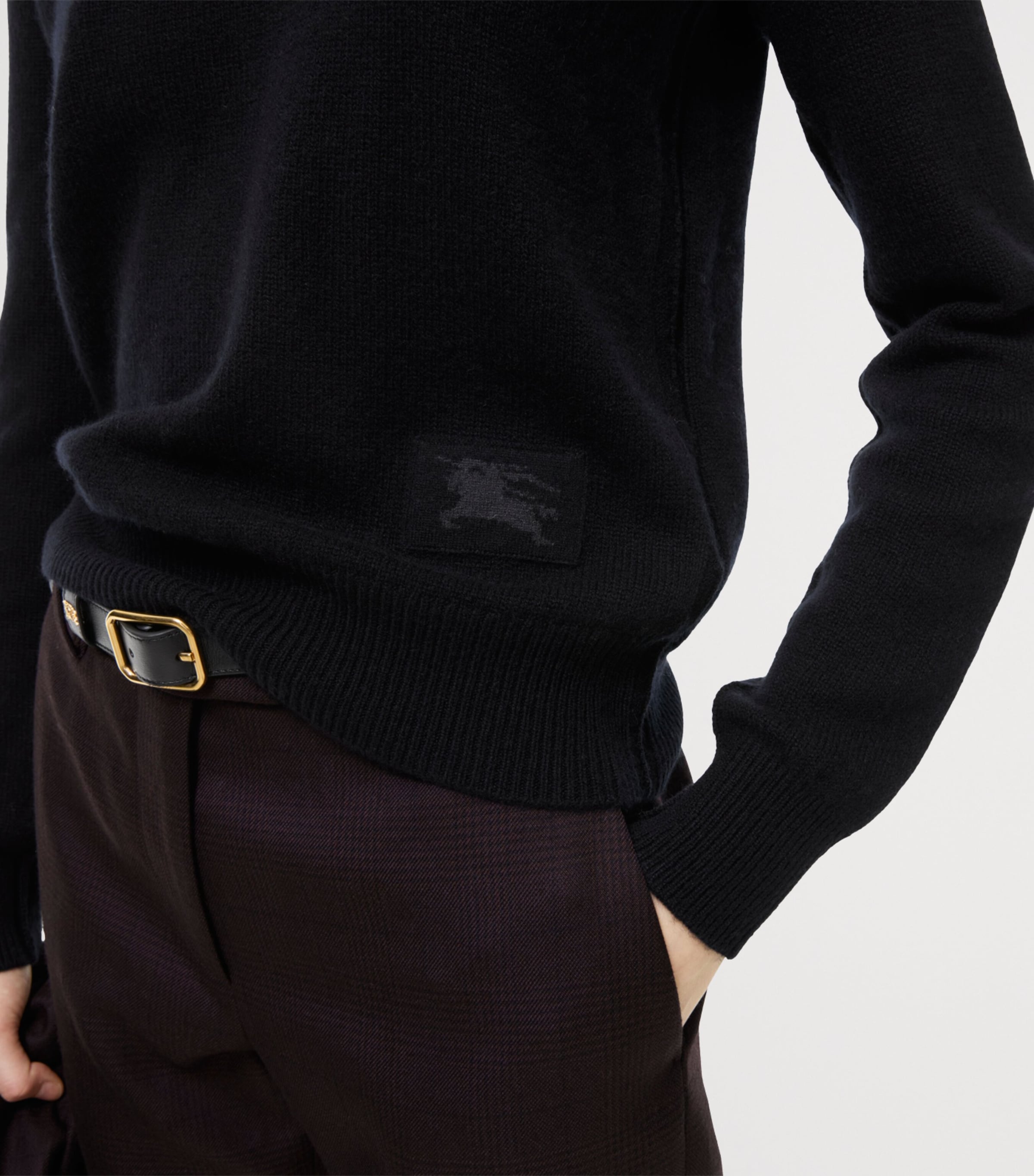 Burberry Womens Cashmere Quarter-Zip Polo Sweater Black Image 3