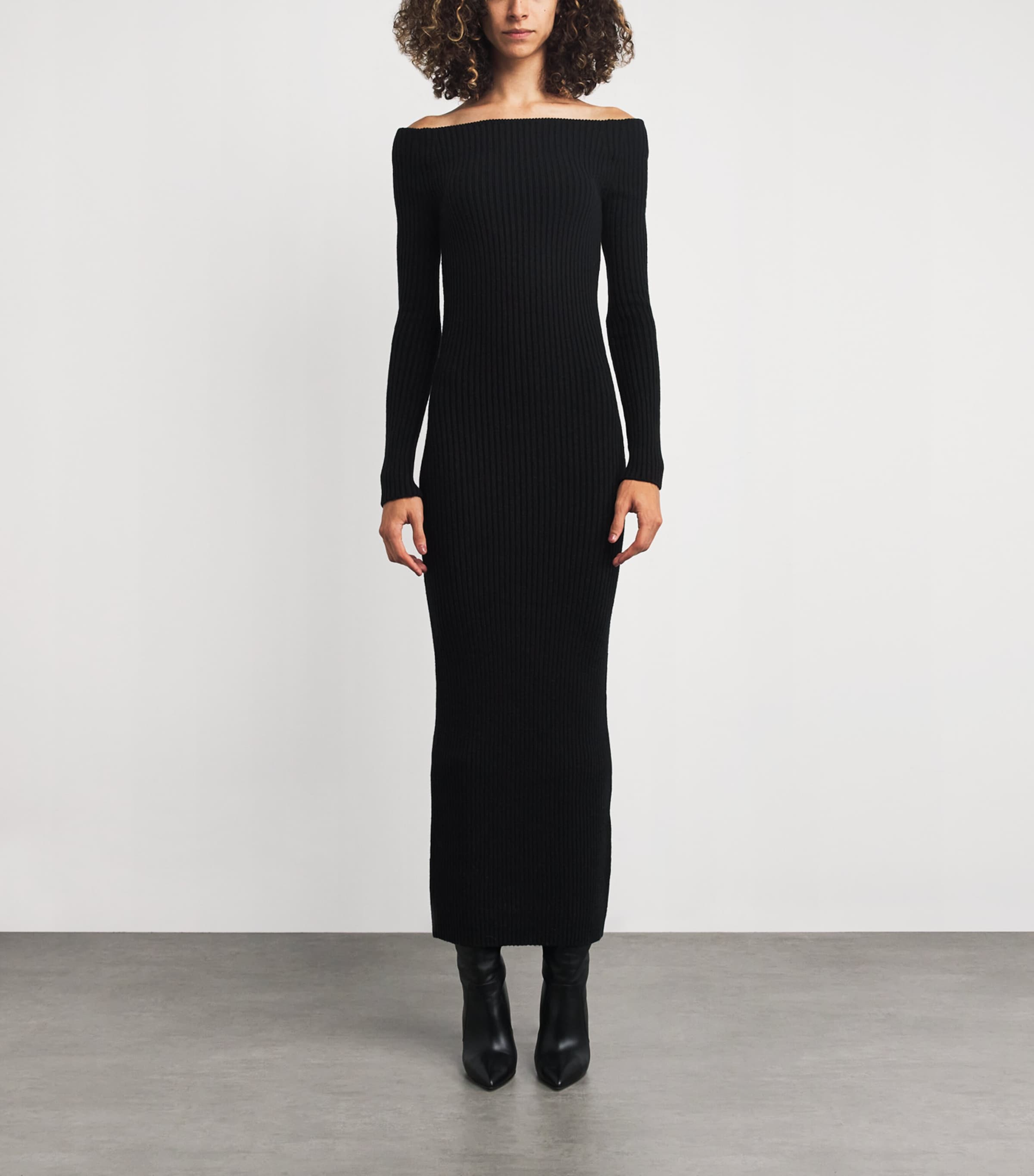 Wool-Blend Maxi Dress BLACK Image 3