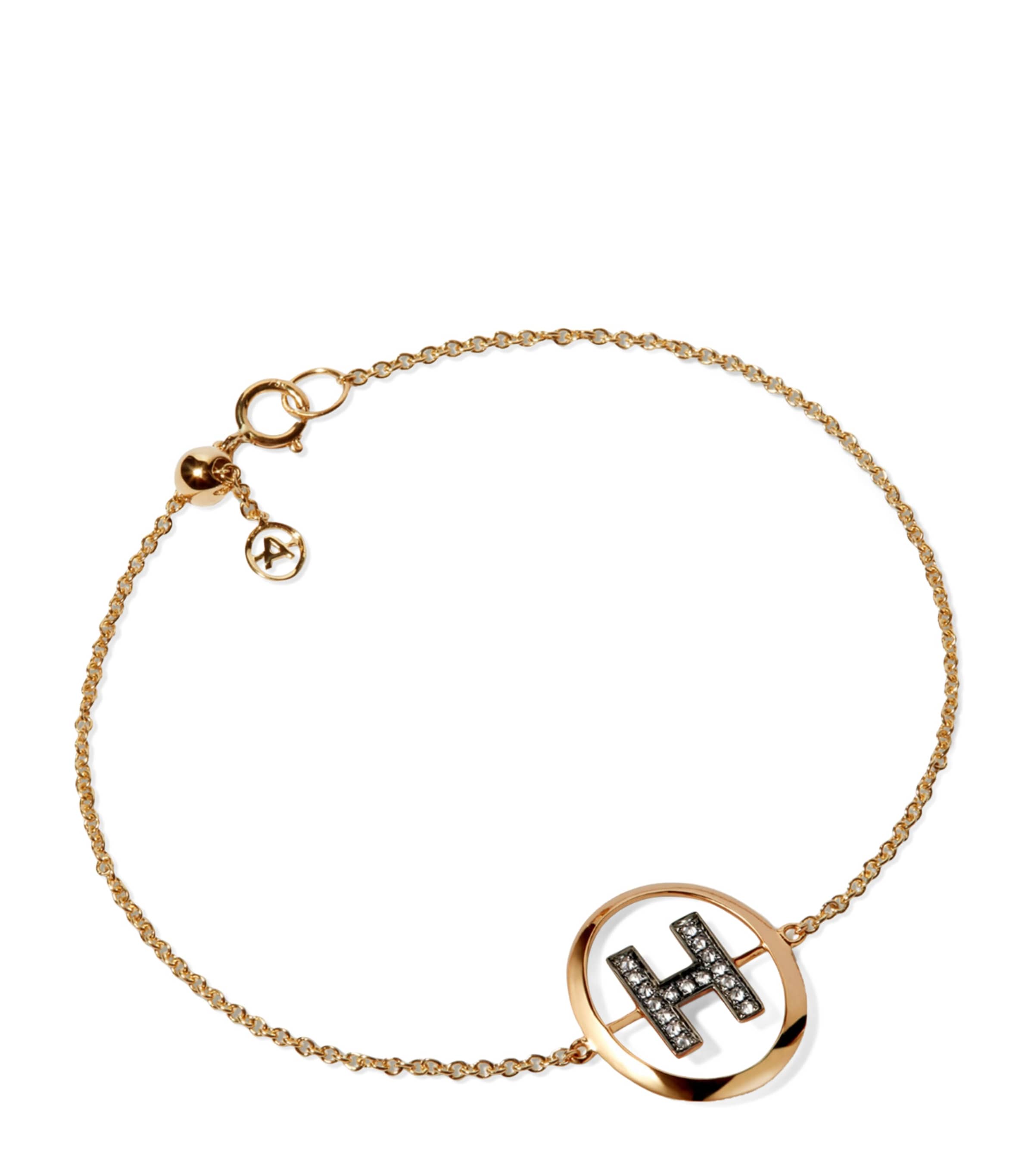 Annoushka Yellow Gold And Diamond Initial H Bracelet