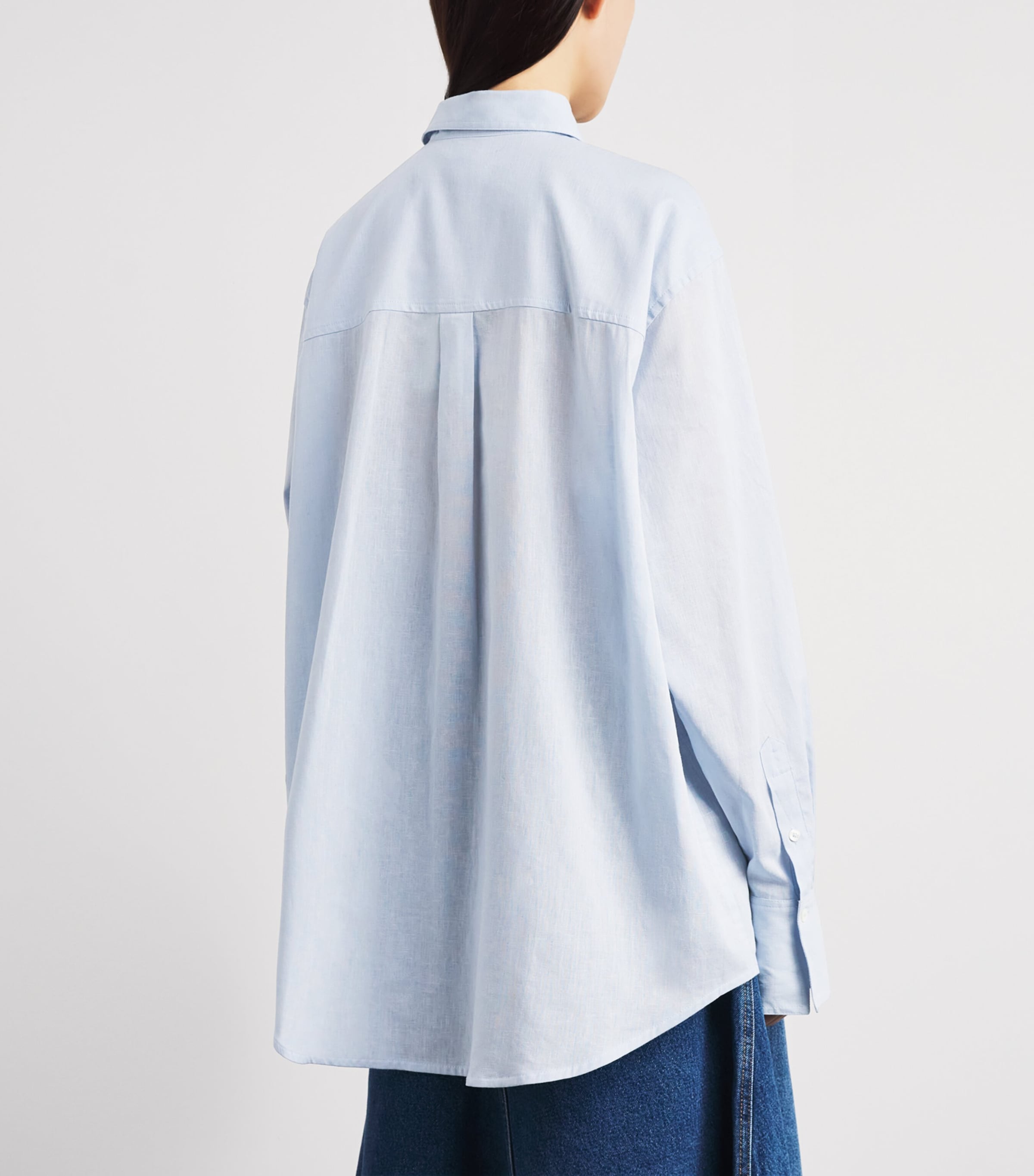 Toteme Womens Cotton-Linen Oversized Shirt Blue Image 5