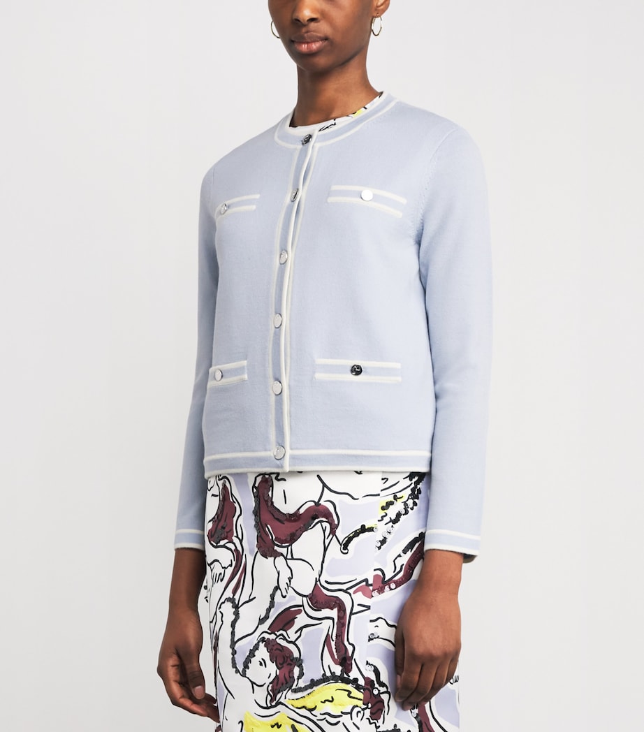 Tory Burch Womens Wool Kendra Cardigan Blue / New Ivory Image 4