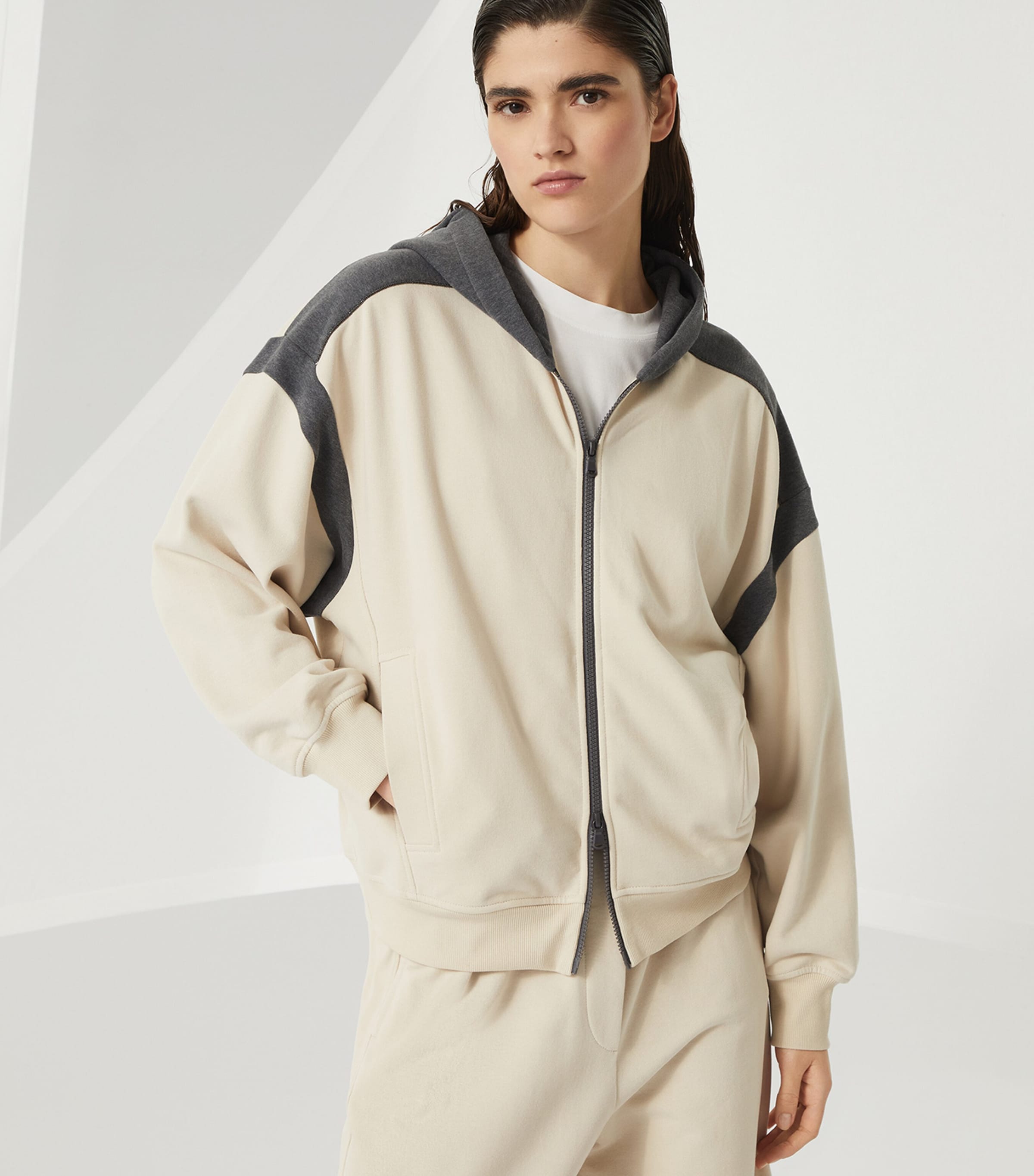 24AW new /BRUNELLO CUCINELLI コットン混紡パーカー Hoodie Brunello Cucinelli Cotton Two-Tone Sweatshirt | Harrods HK
