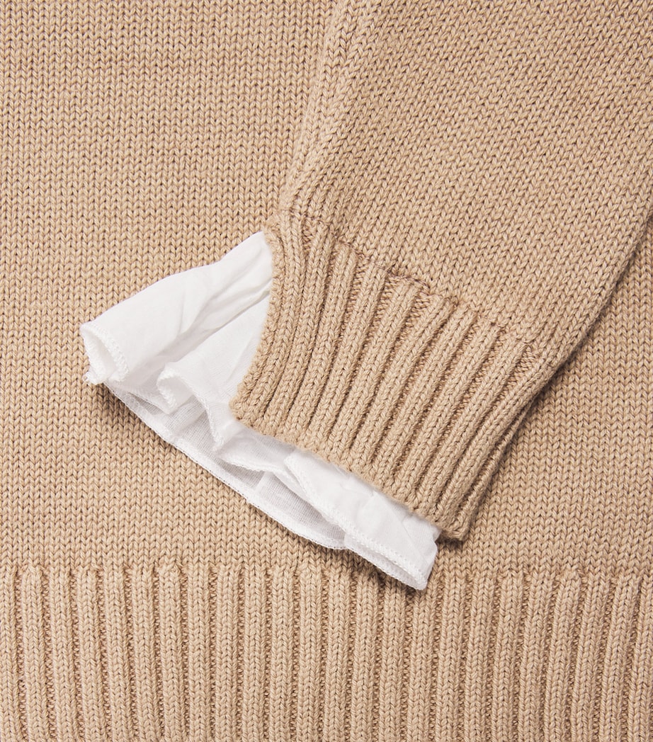 Monnalisa Cotton-Wool Ruffle-Sleeve Sweater (2-12 Years) Beige Image 4
