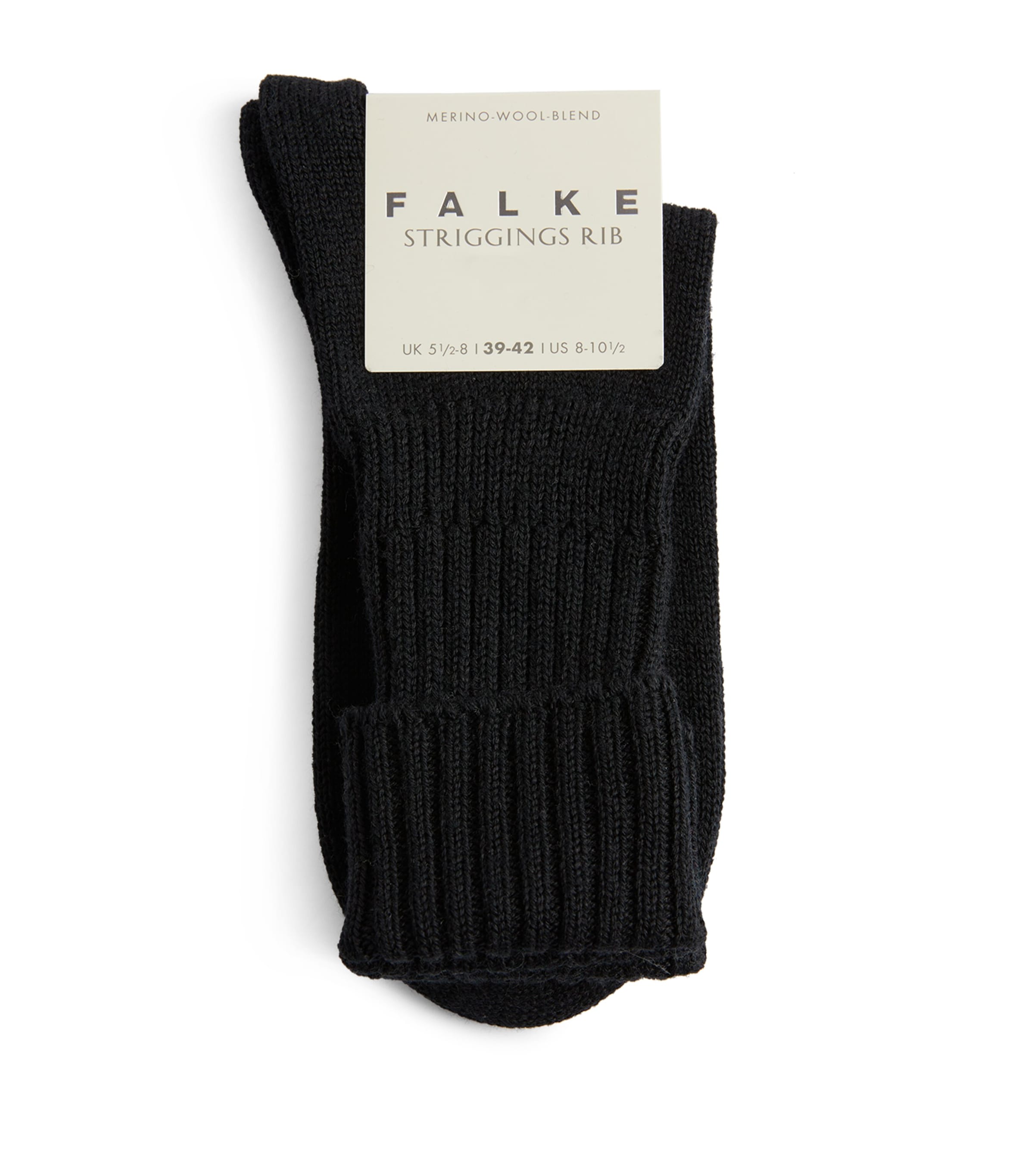 Falke Virgin Wool-blend Striggings Socks In Black