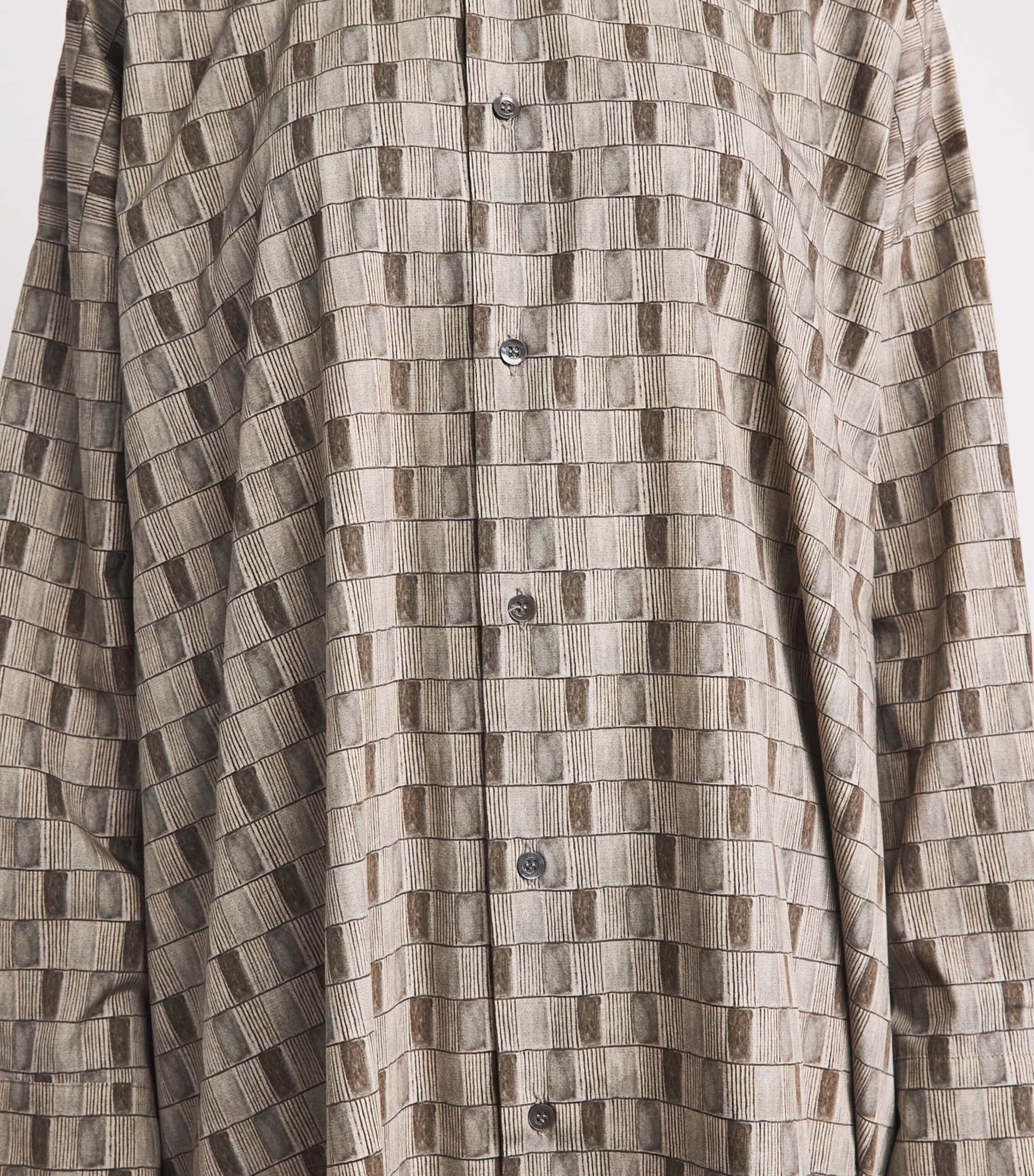 Eskandar Womens Geometric Print Midi Shirt Dress Olive Image 5