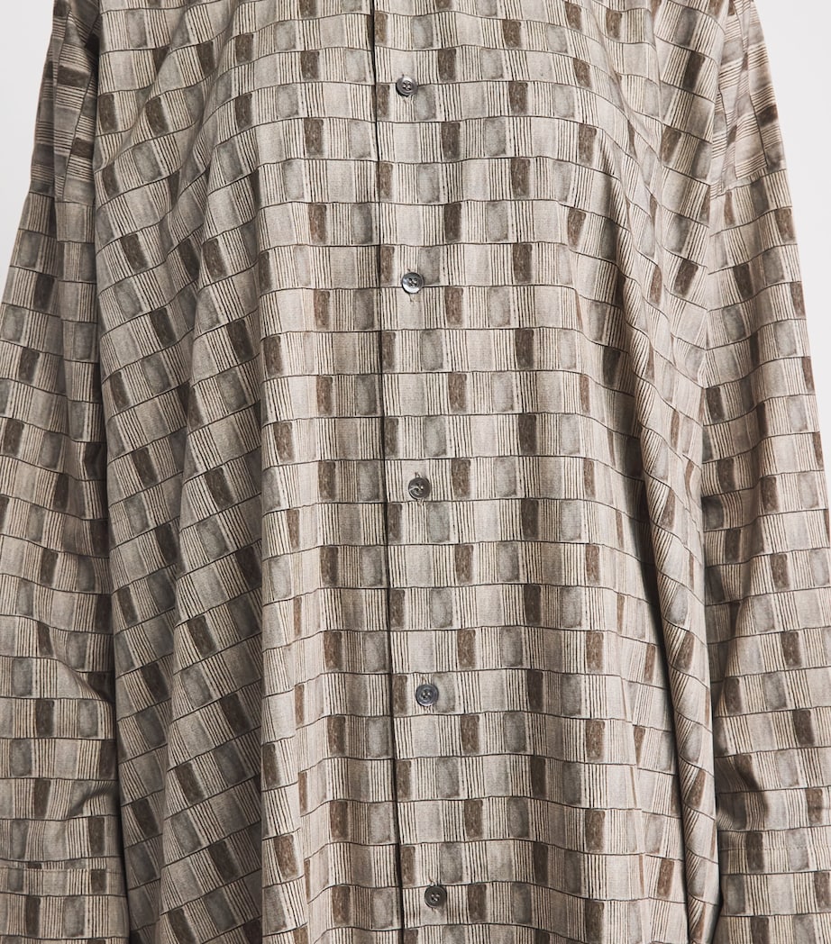 Eskandar Womens Geometric Print Midi Shirt Dress Olive Image 5