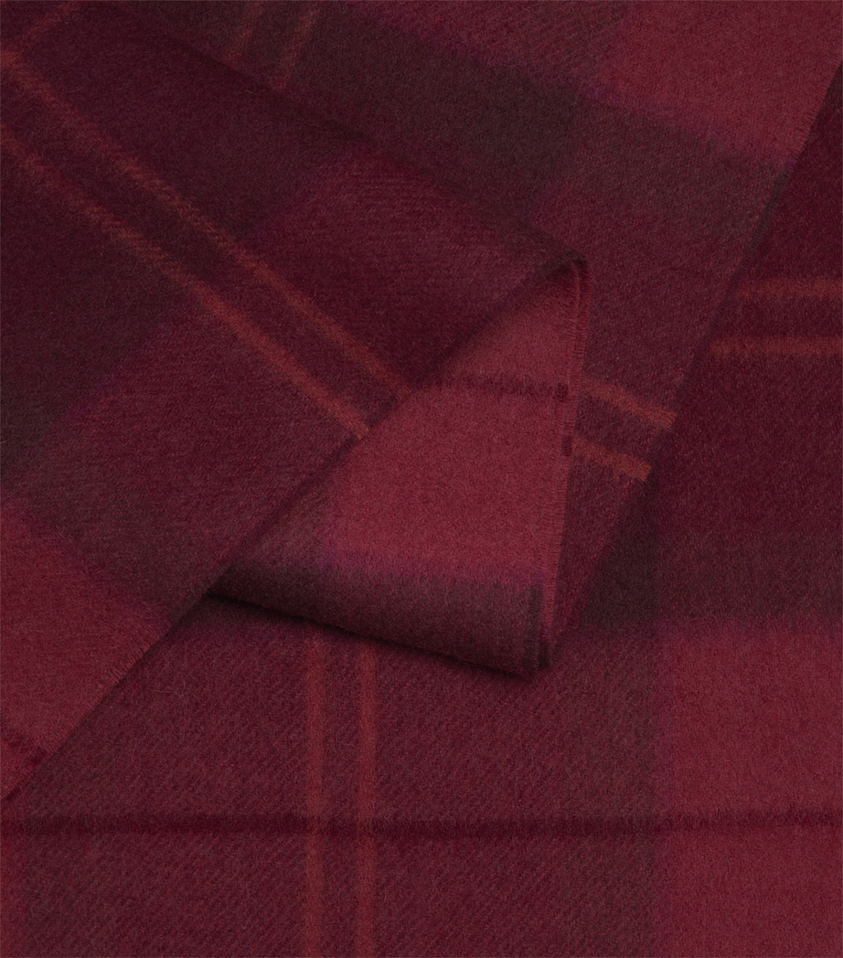 Barbour Wool-Cashmere Mineral Tartan Scarf Crimson Heather Image 4