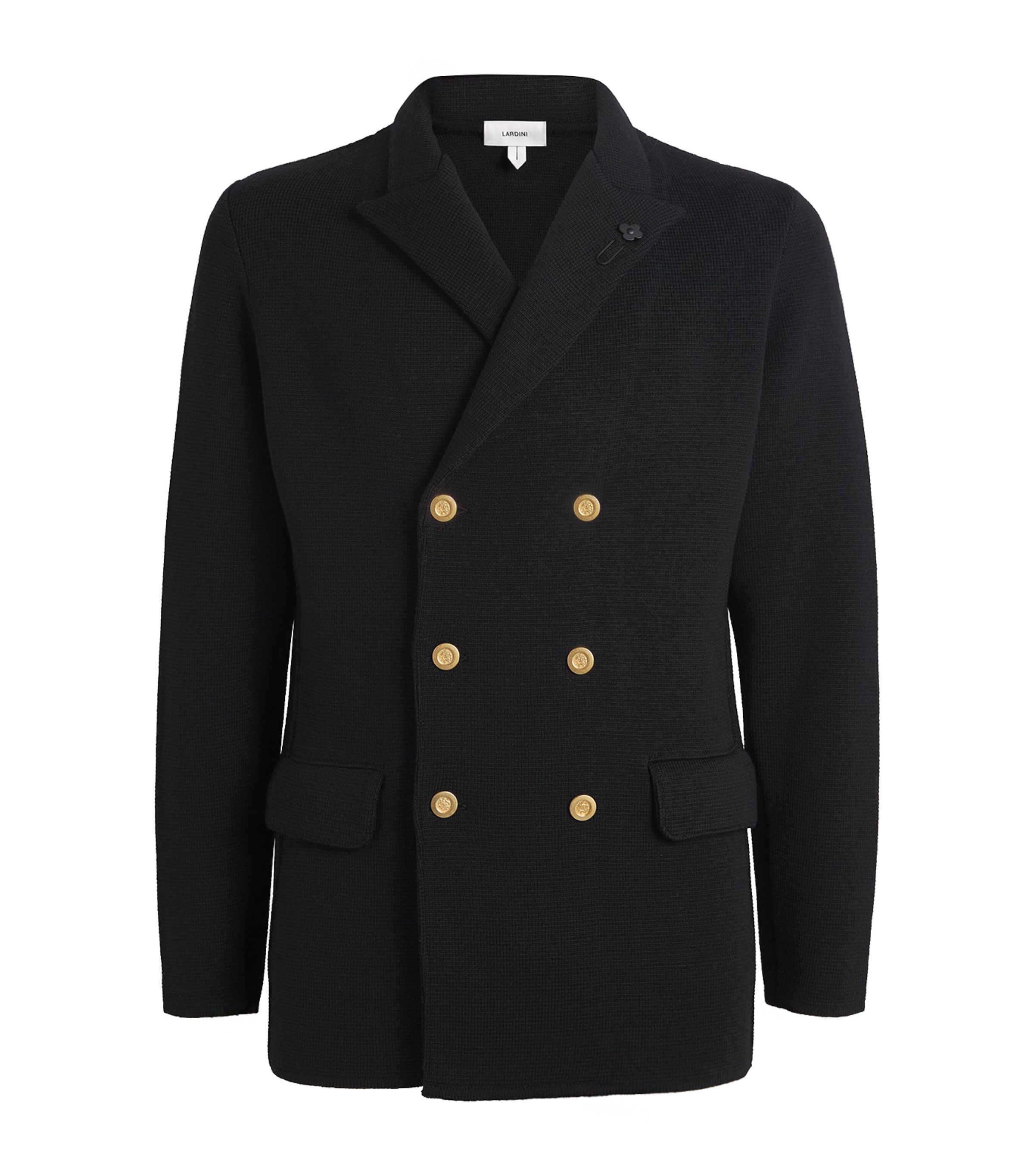 Lardini Virgin Wool Knitted Blazer In Black