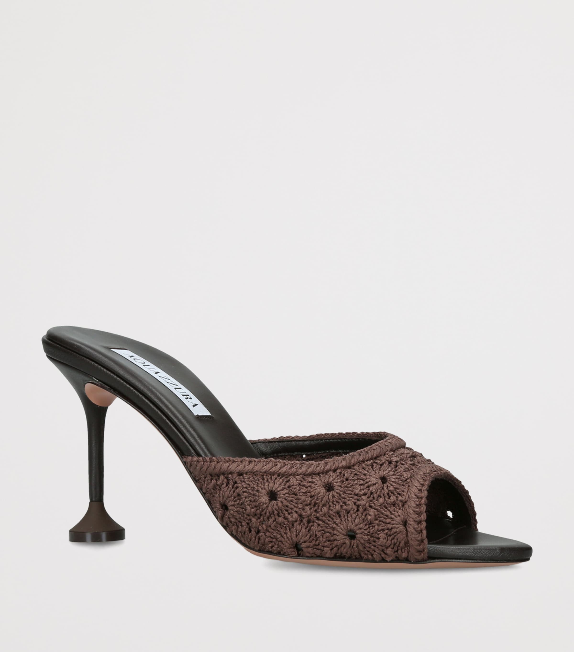 Aquazzura Woven Loom Mules 85 Dark Brown Image 3