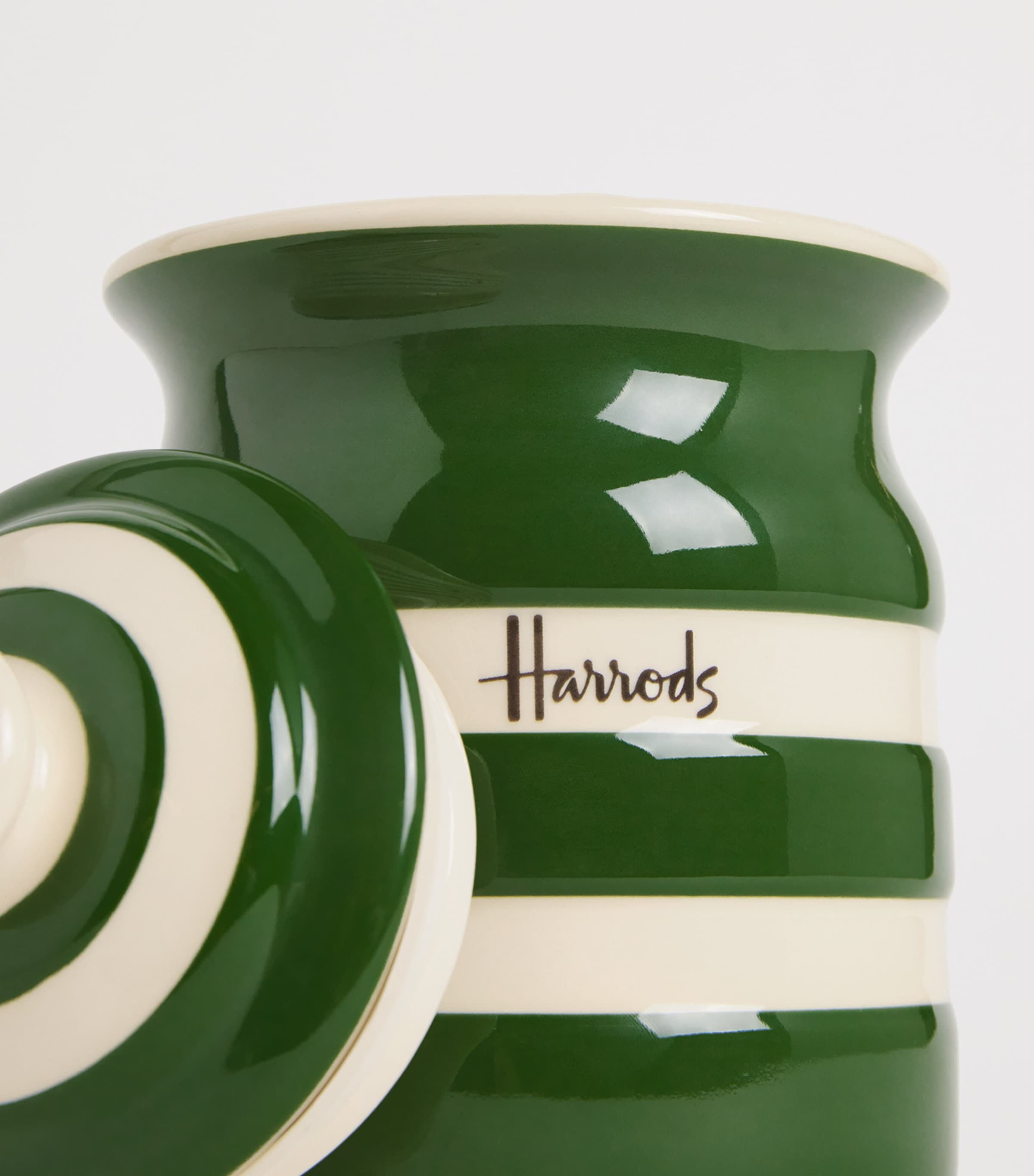 Harrods Cornish Stripe Storage Jar Green Image 3