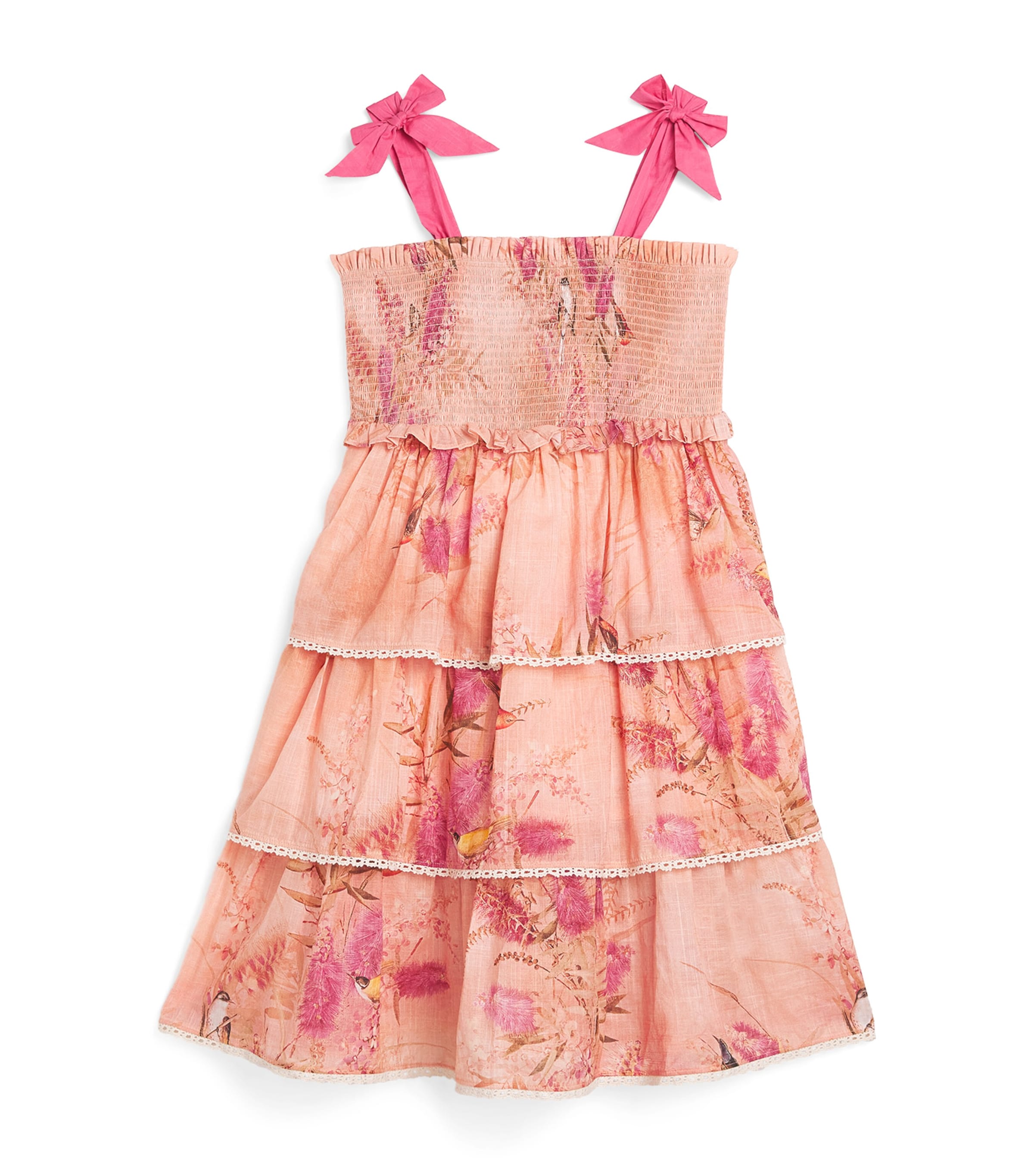 Zimmermann Cotton Cascadian Tiered Dress In Pink