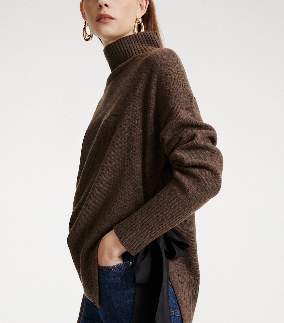 Marella Womens Lace-Detail Sweater Dark Bown Image 4