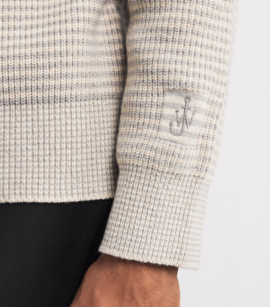 Knitted Stripe Half-Zip Sweater SAND/STONE Image 6