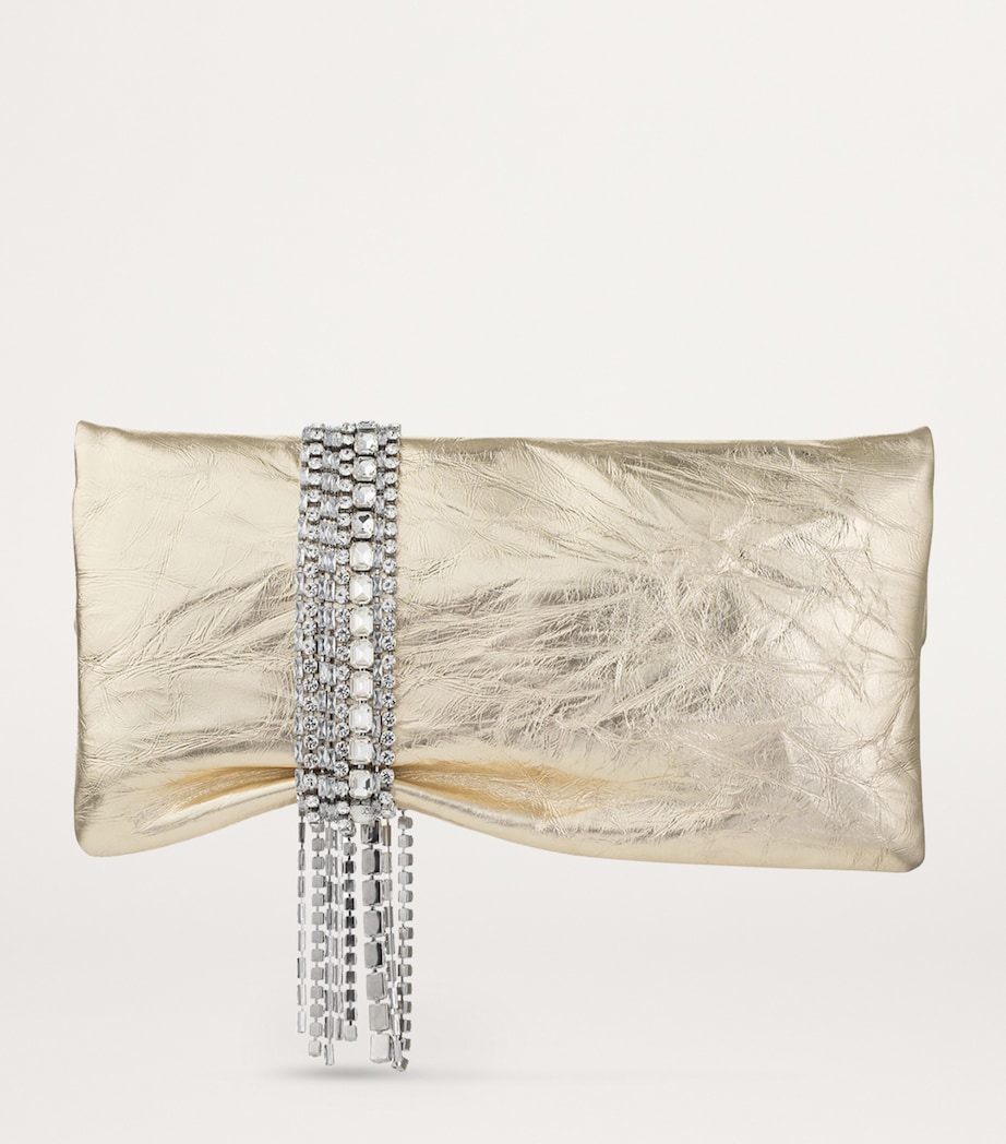 Leather-Crystal Zandra Clutch Bag LIGHT PLATINUM/SILVE Image 4