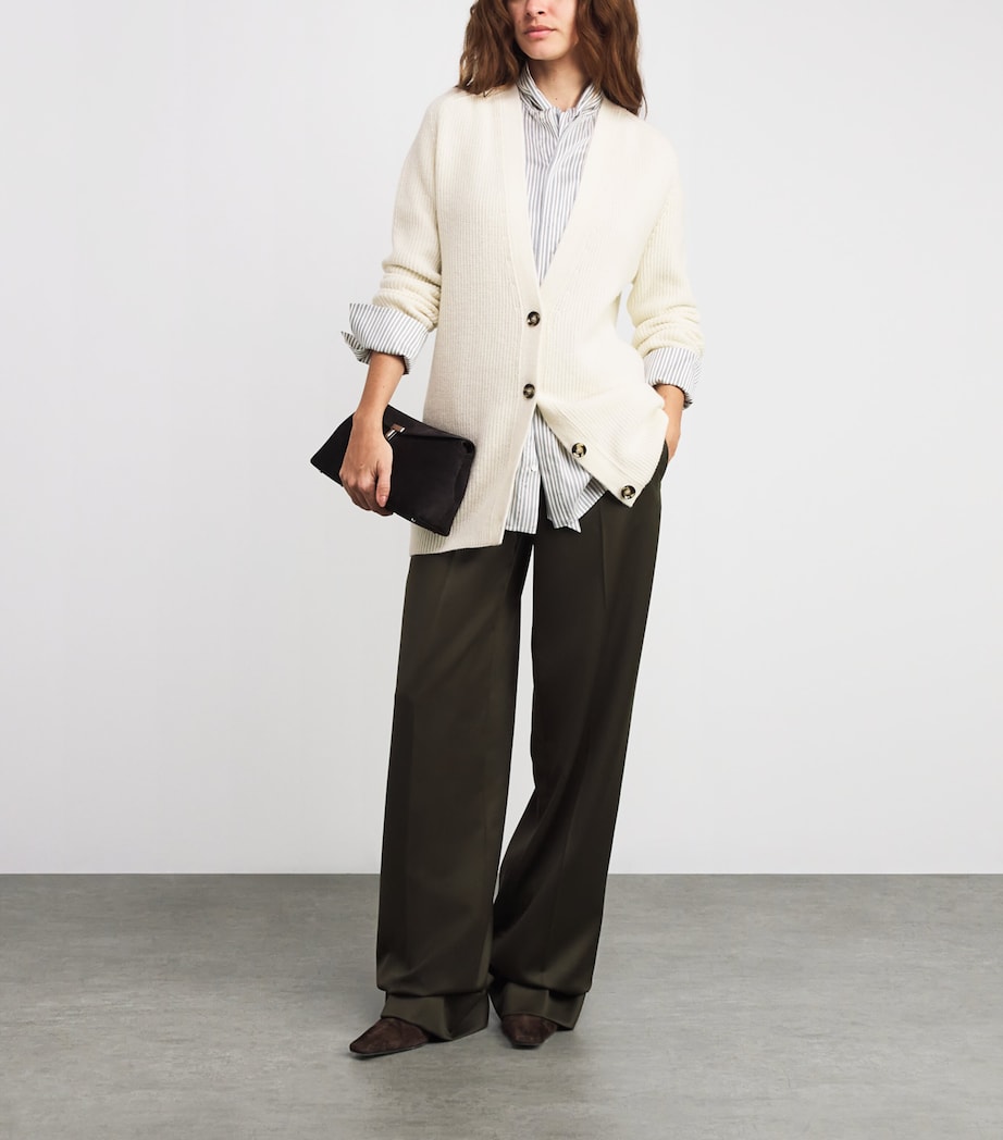 Virgin Wool-Blend Longline Cardigan 2040 OFF WHITE Image 2