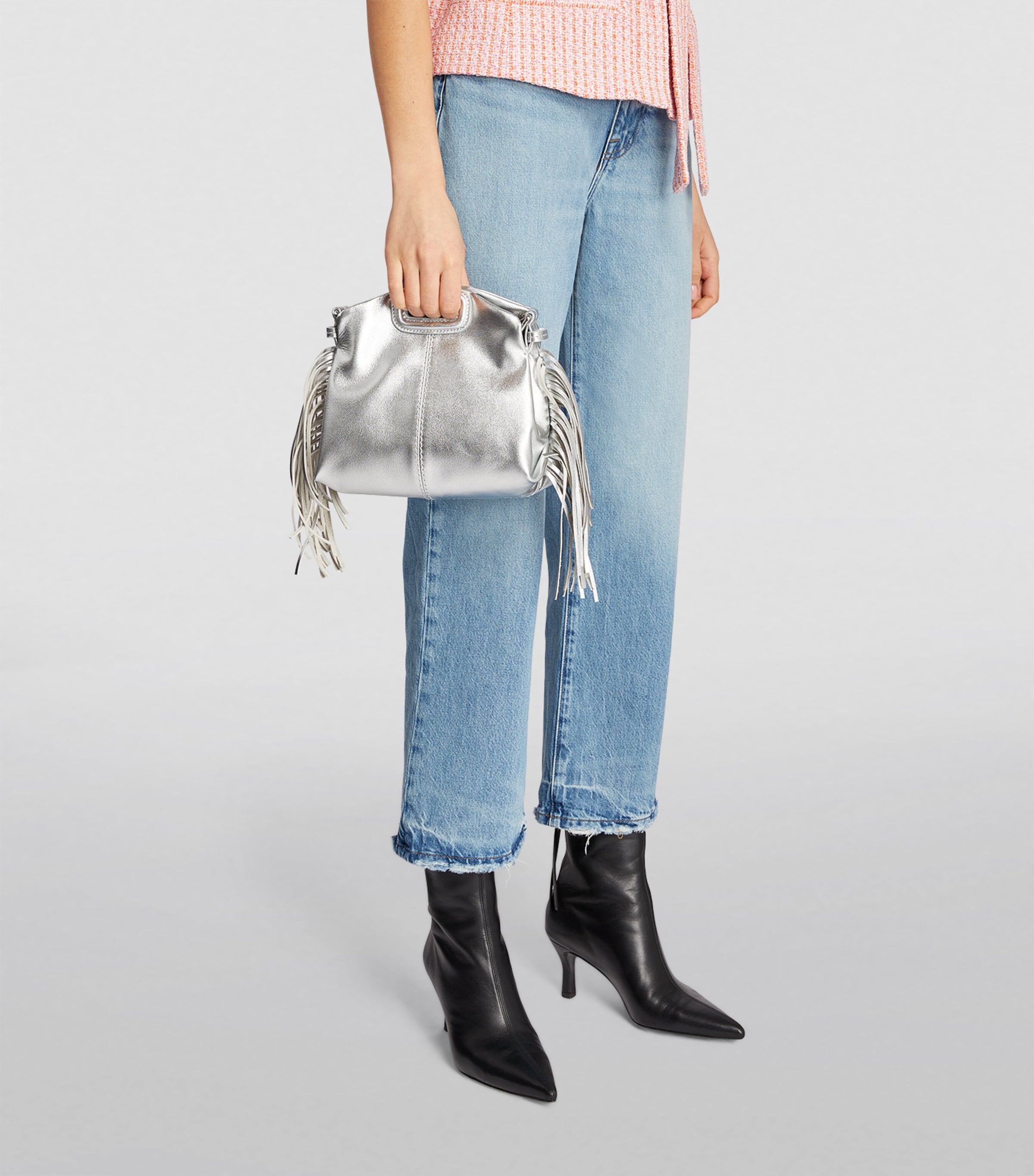 Mini Leather Miss M Shoulder Bag SILVER Image 4